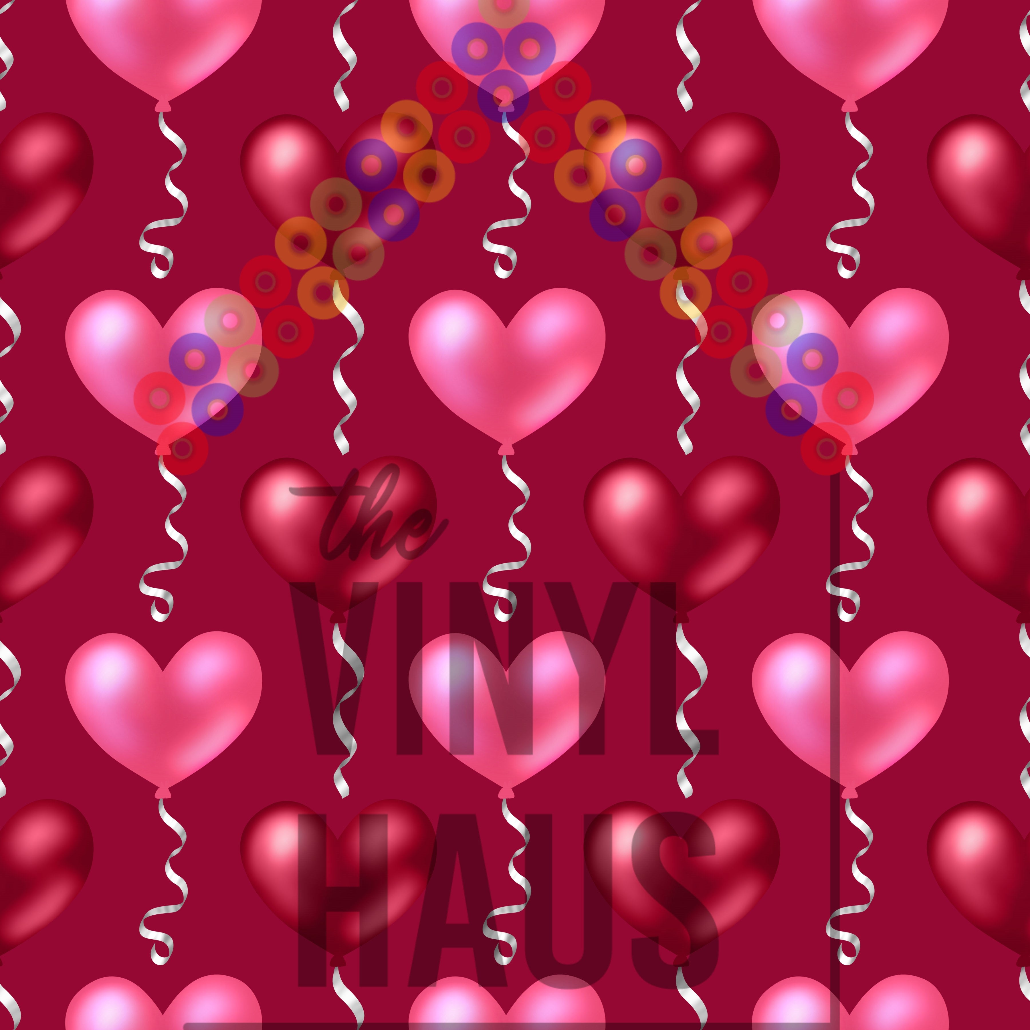 Valentine Heart Balloons Pattern Vinyl 12" x 12" - The Vinyl Haus