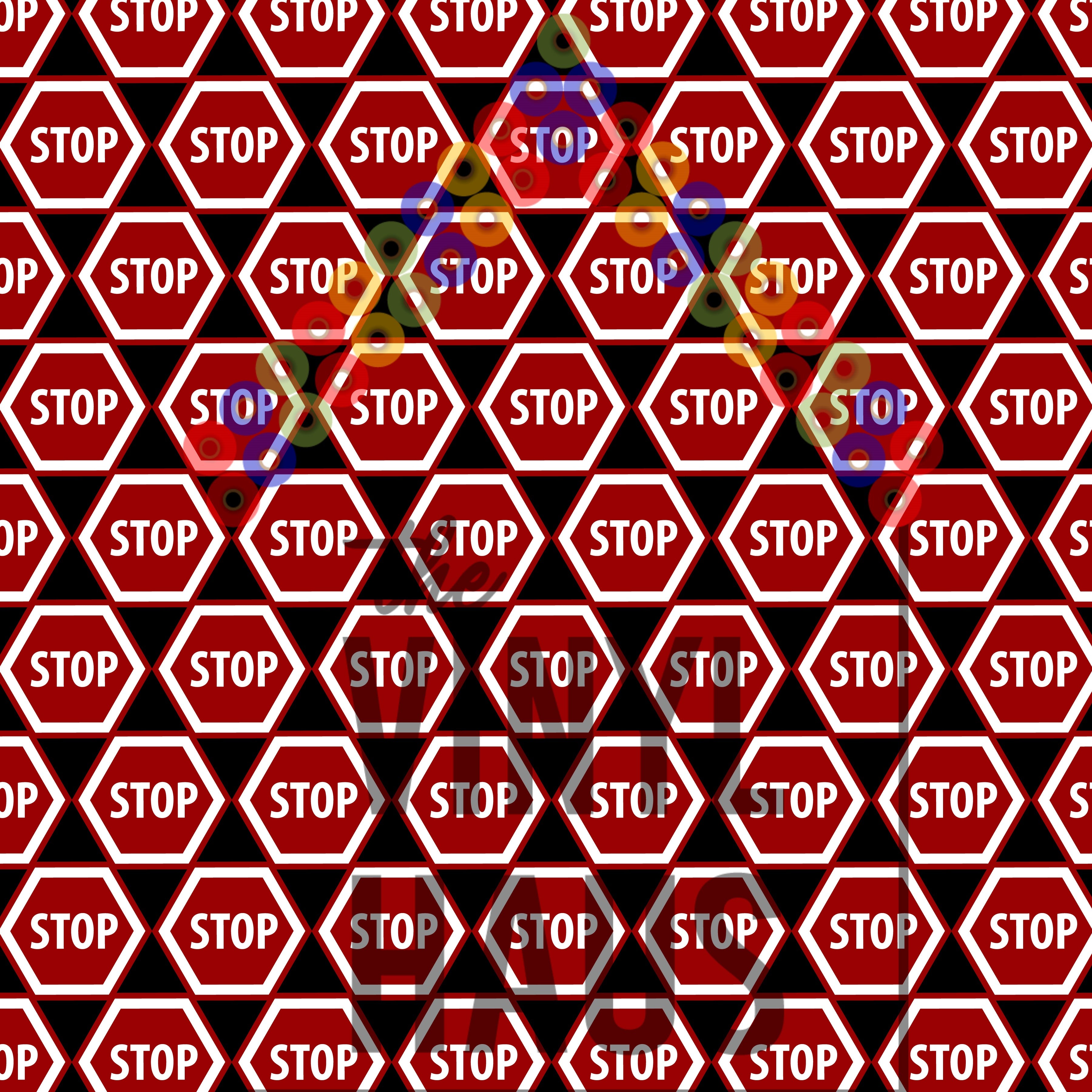 Stop Sign Black Background Pattern Vinyl 12" x12" - The Vinyl Haus