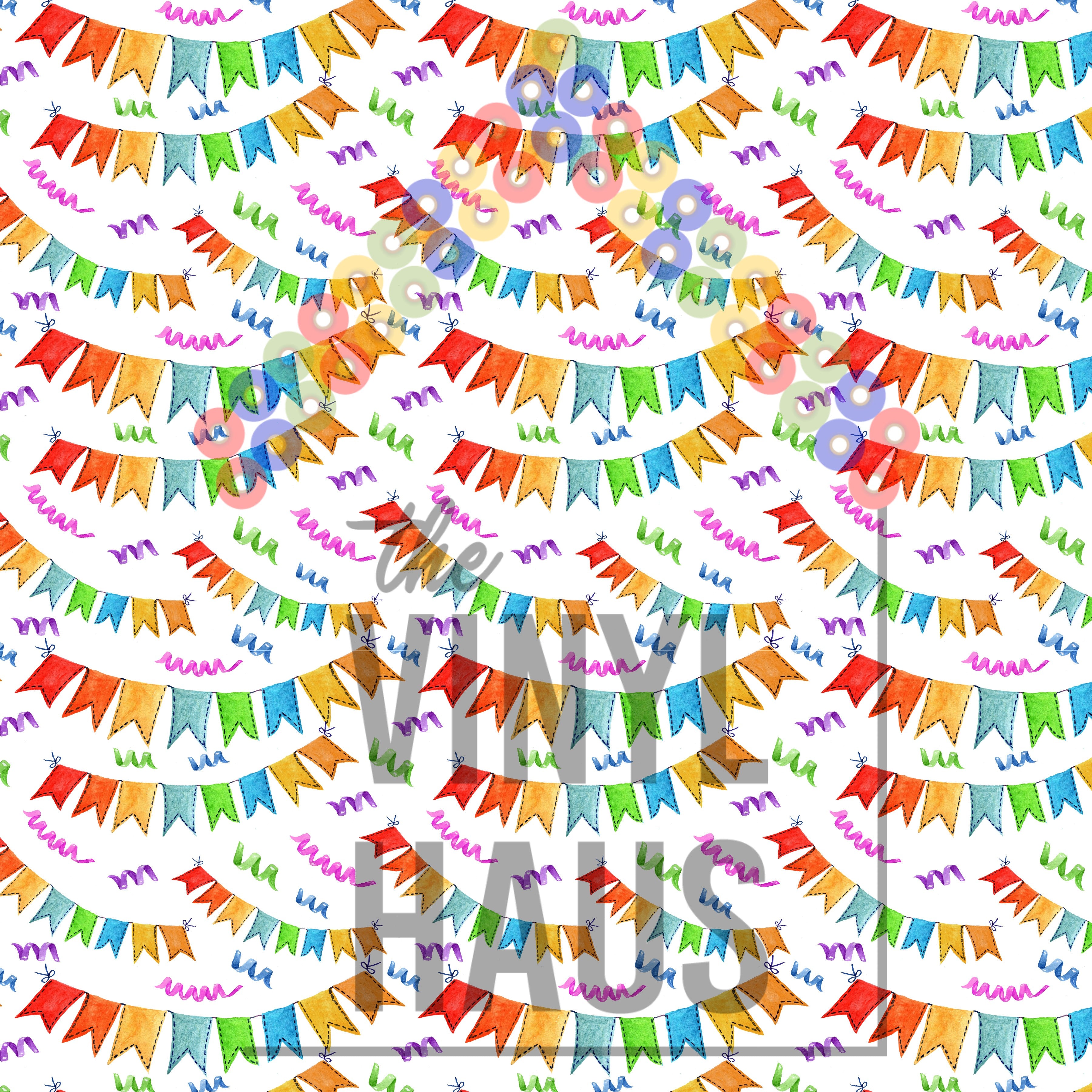 Birthday Banners and Confetti Pattern Vinyl 12" x 12" - The Vinyl Haus