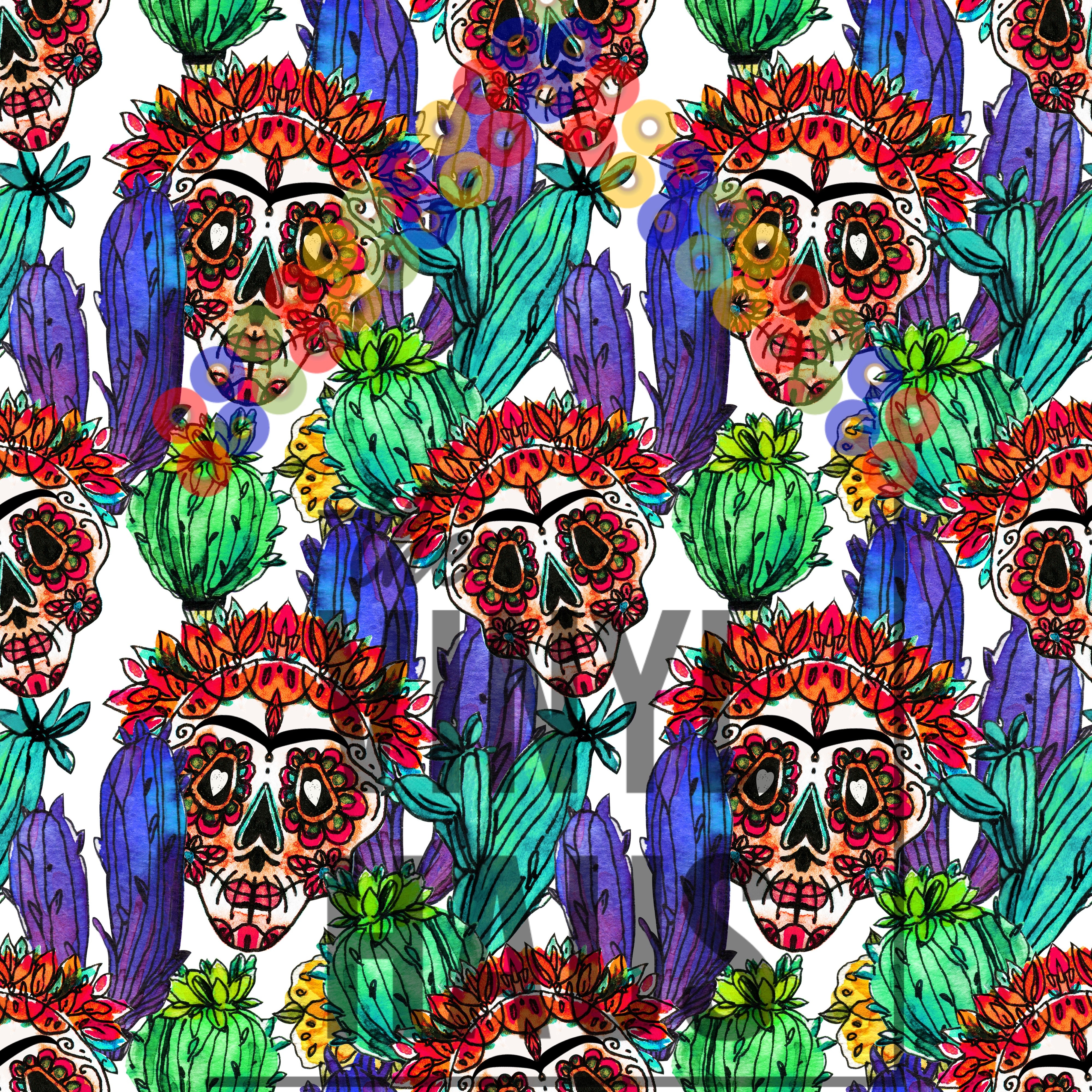 Sugar Skulls and Flowers Pattern Vinyl 12" x 12" - The Vinyl Haus