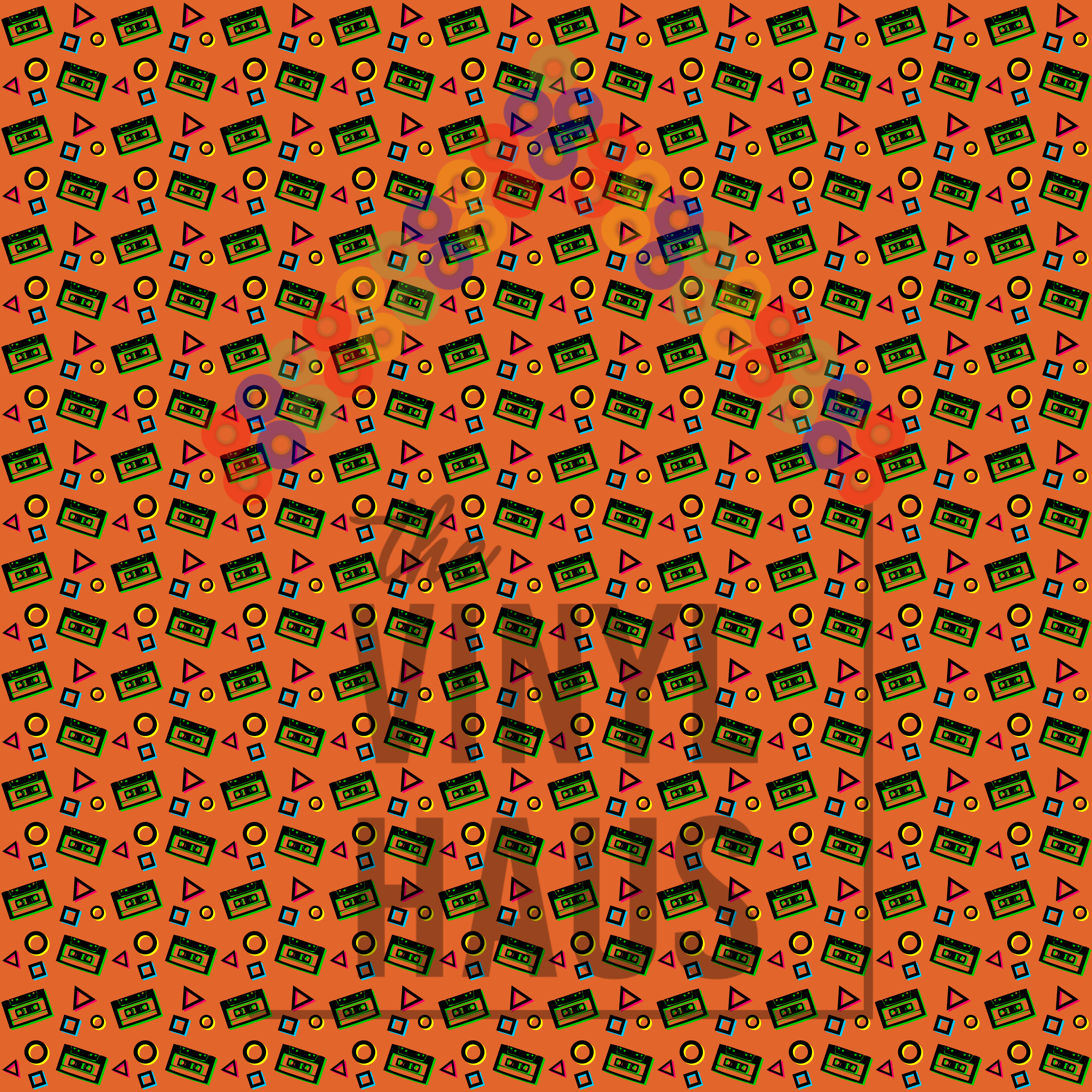 80s/90s Retro Cassettes Pattern Vinyl 12" x 12" - The Vinyl Haus