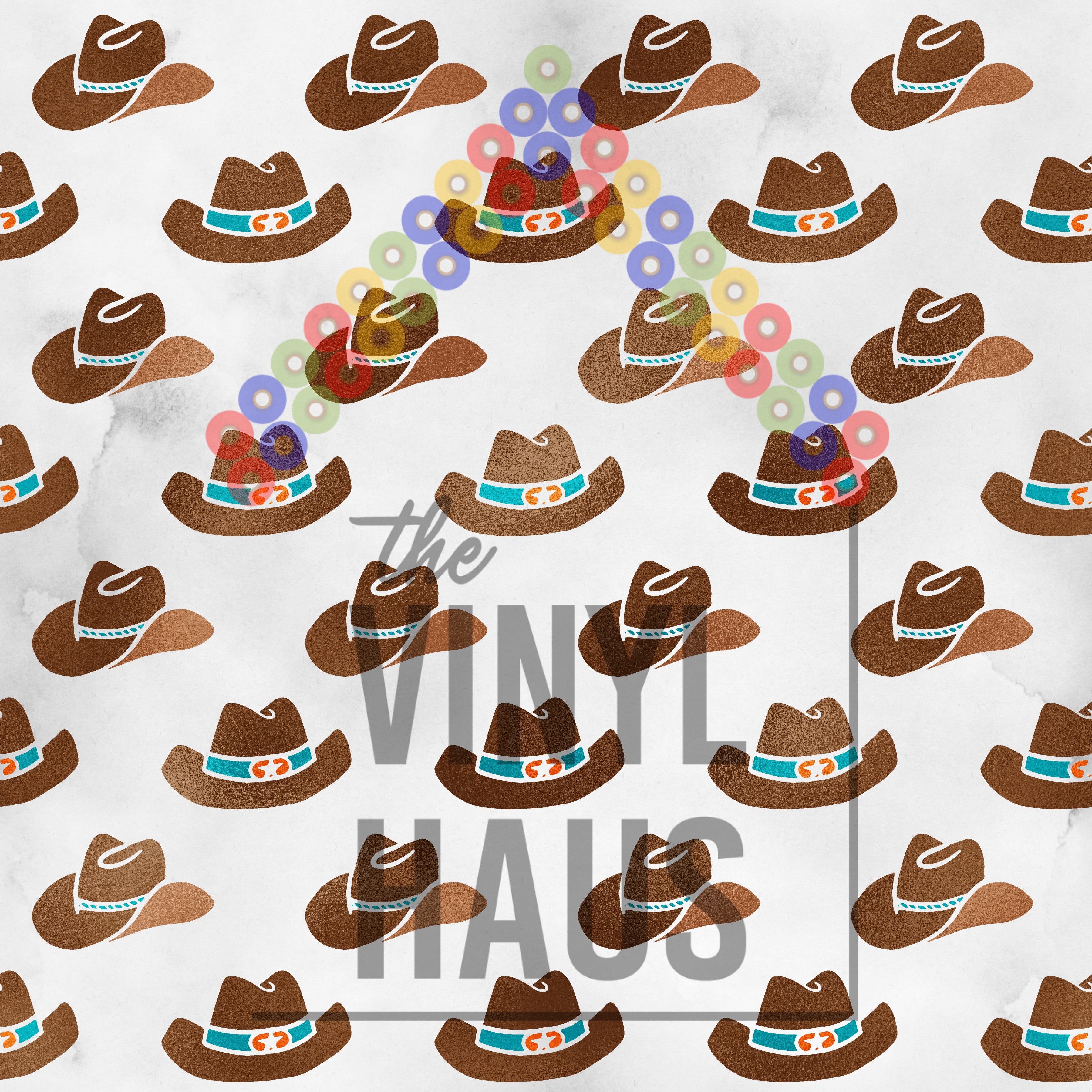 Western Cowboy Hats Pattern Vinyl 12" x 12" - The Vinyl Haus