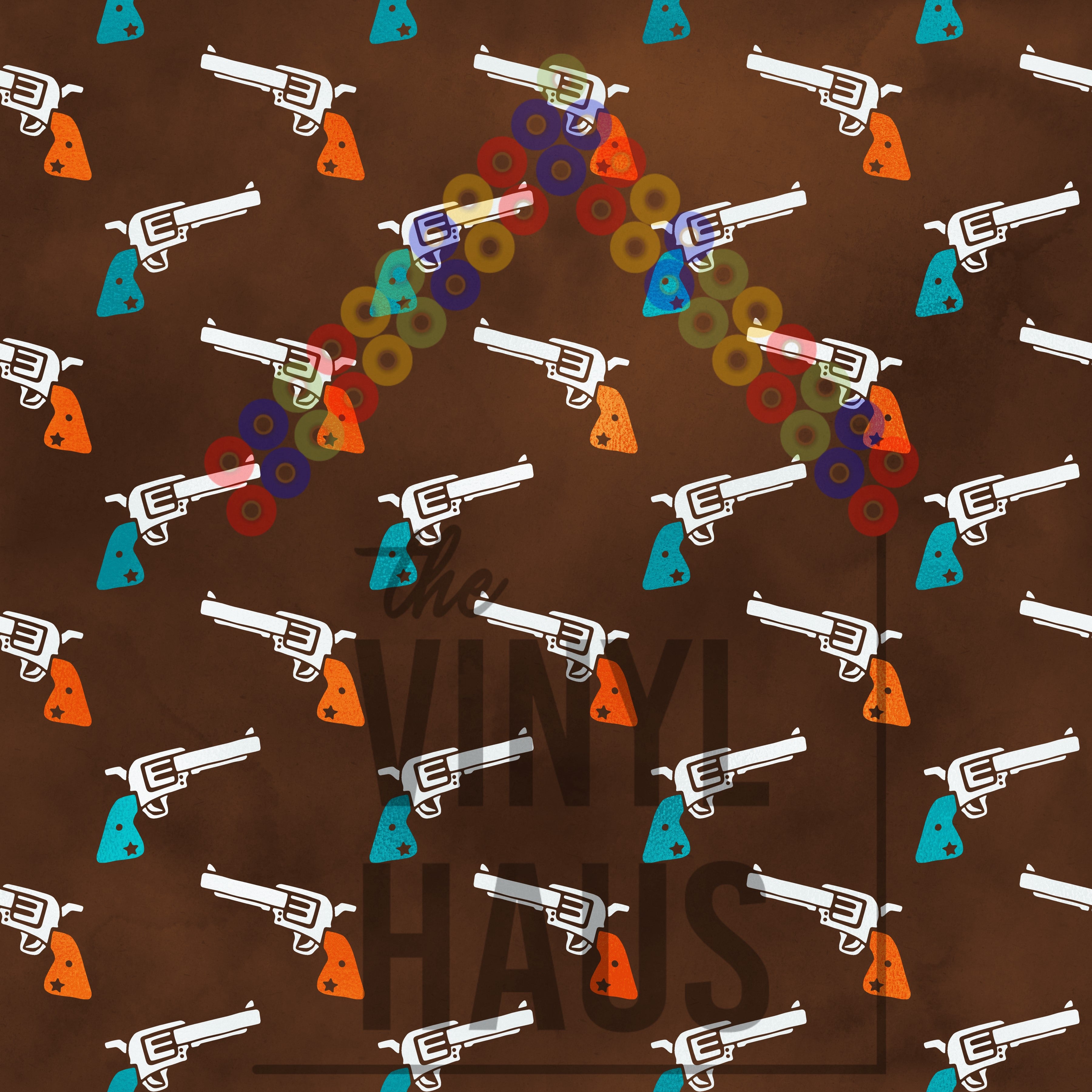 Western Revolvers Pattern Vinyl 12" x 12" - The Vinyl Haus