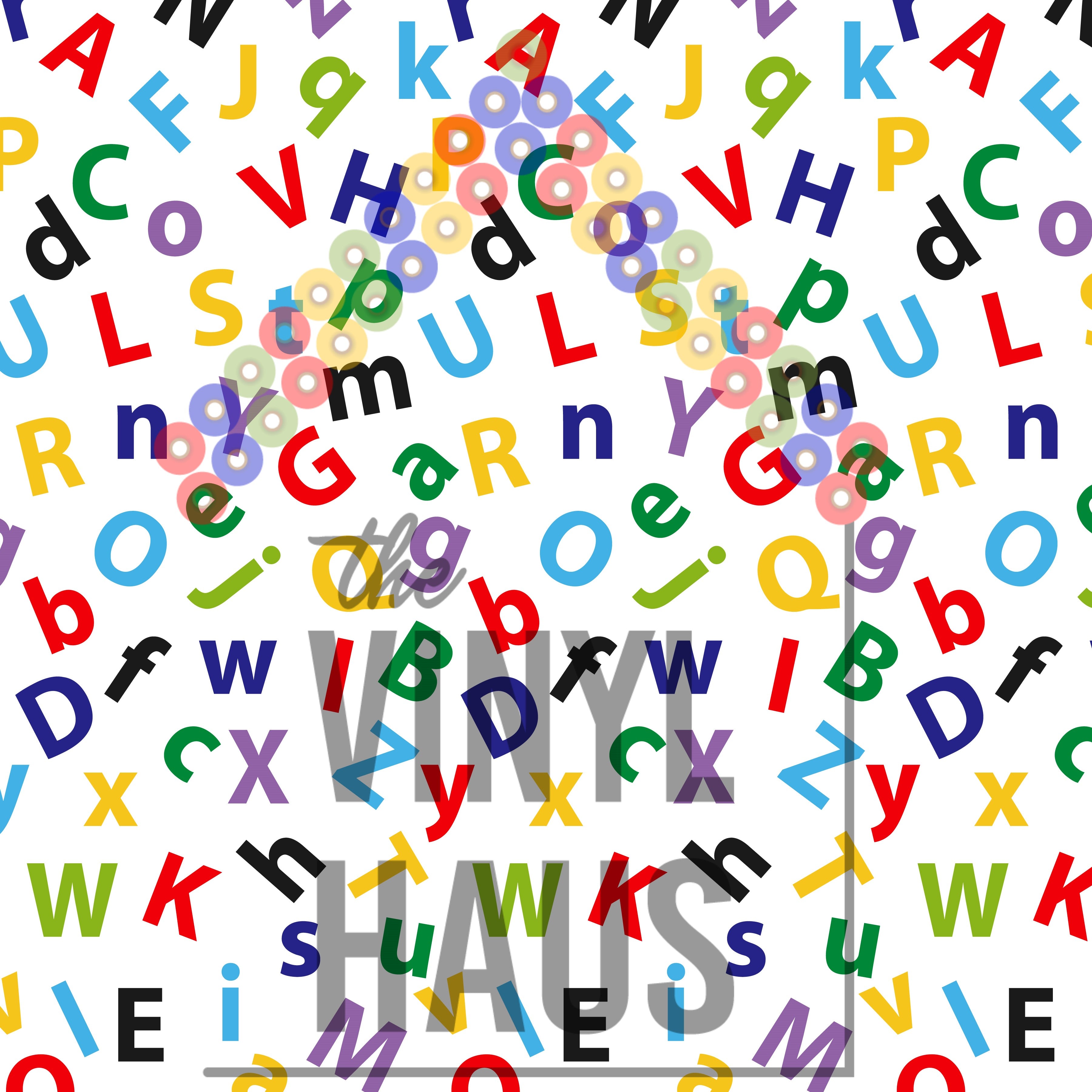 School Alphabet White Background Pattern Vinyl 12" x 12" - The Vinyl Haus