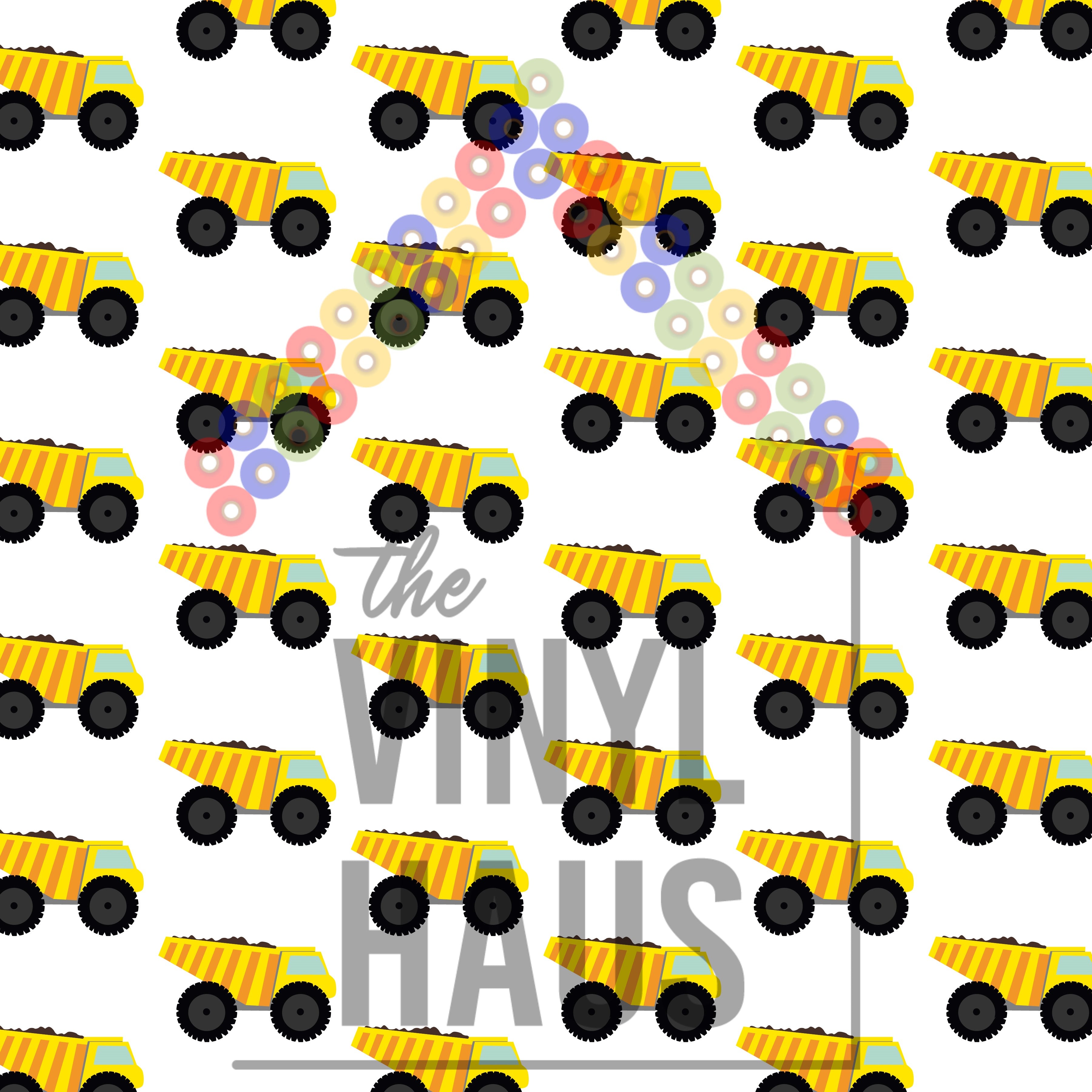 Dump Trucks Pattern Vinyl 12" x12" - The Vinyl Haus