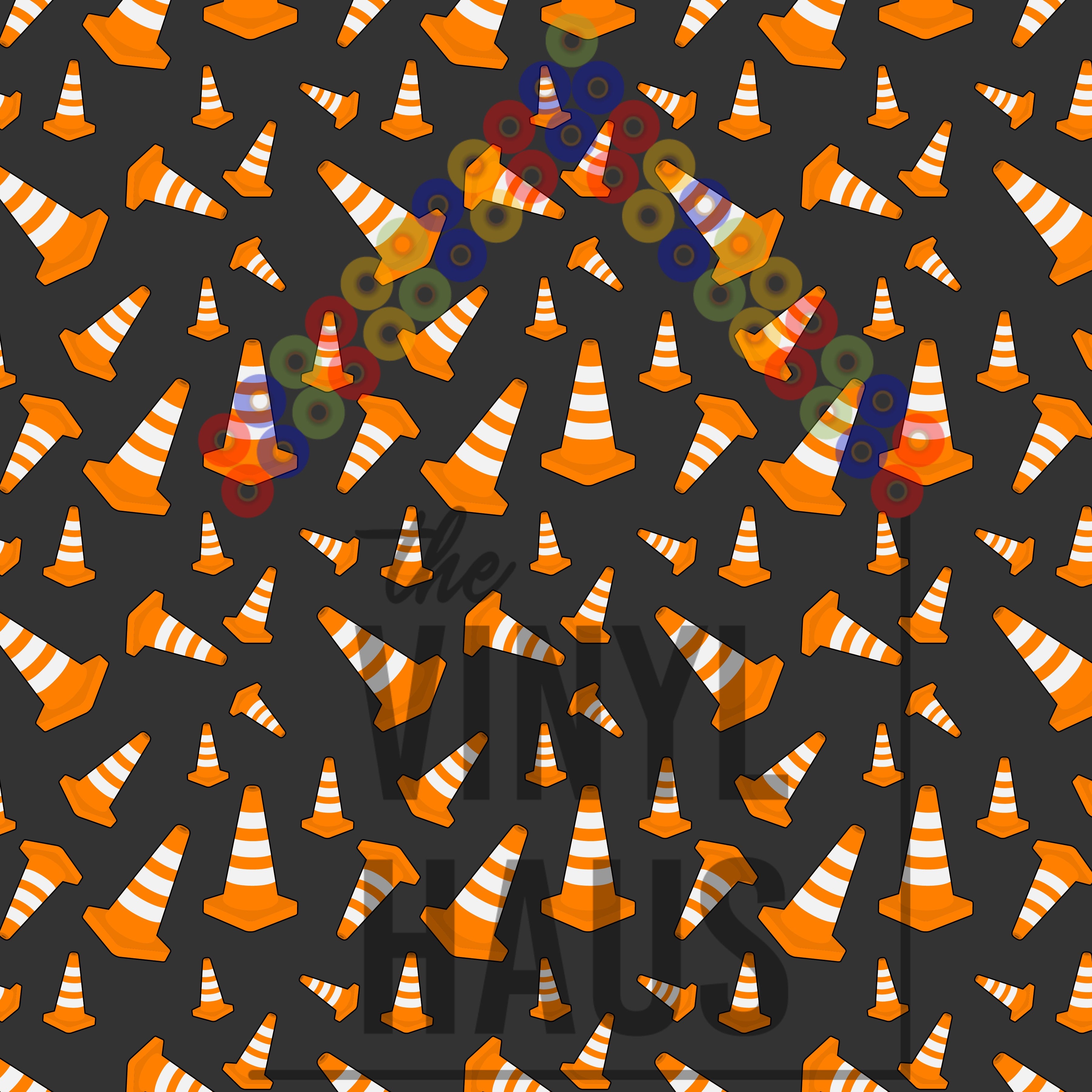Traffic Cones Pattern Vinyl 12" x12" - The Vinyl Haus