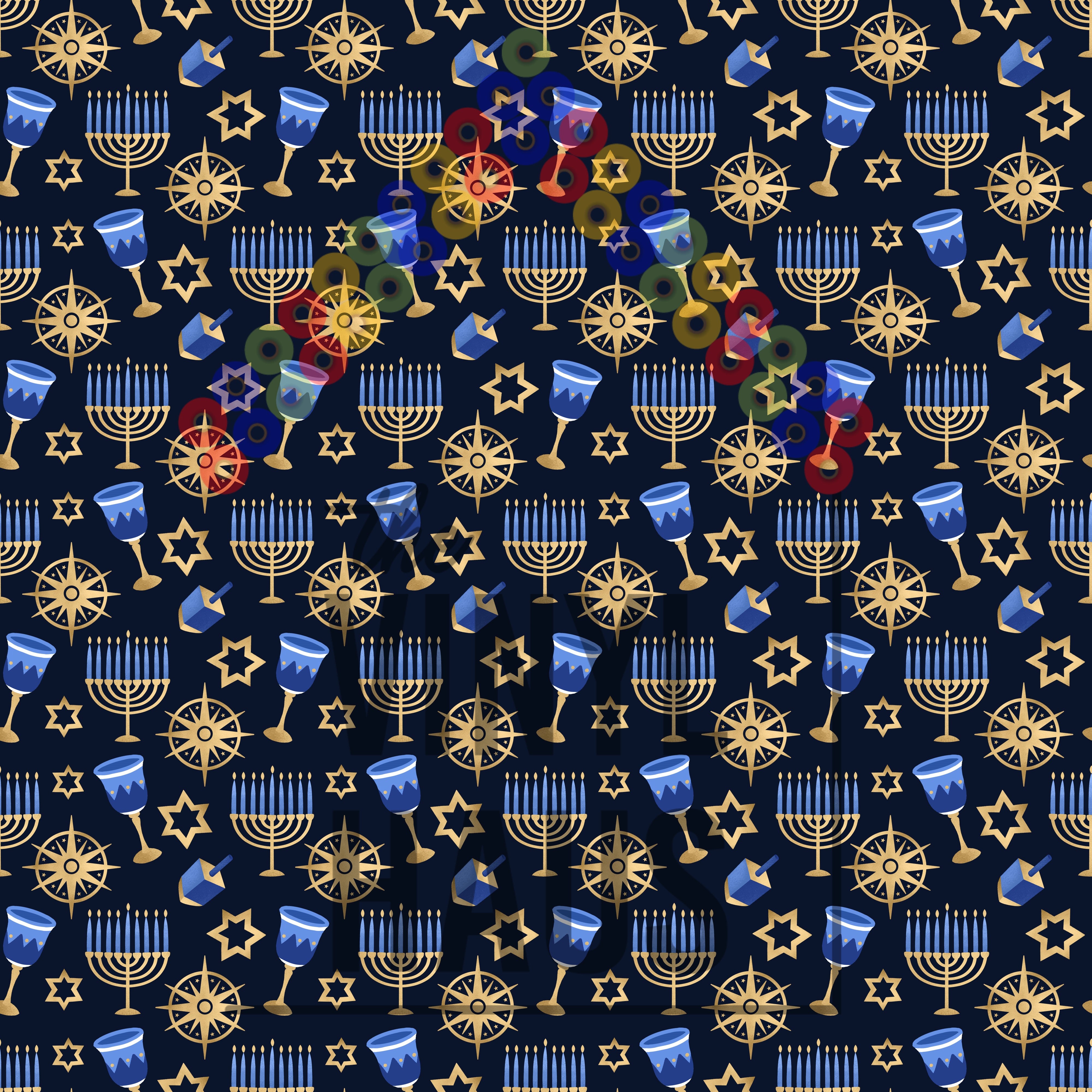 Hanukkah Pattern Vinyl 12" x 9" - The Vinyl Haus