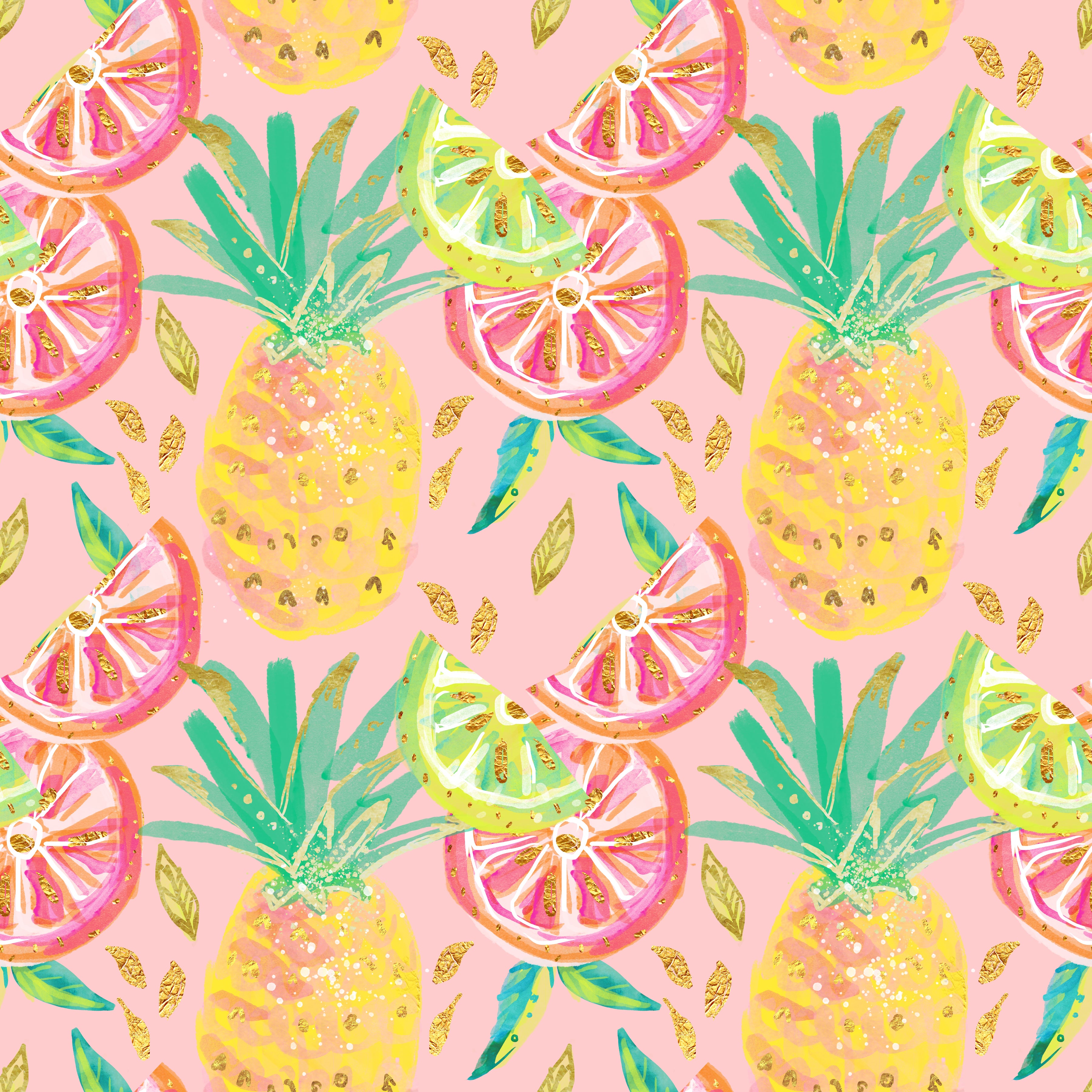 Golden Sparkle Tropical Fruits Pattern Vinyl 12" x 12" - The Vinyl Haus