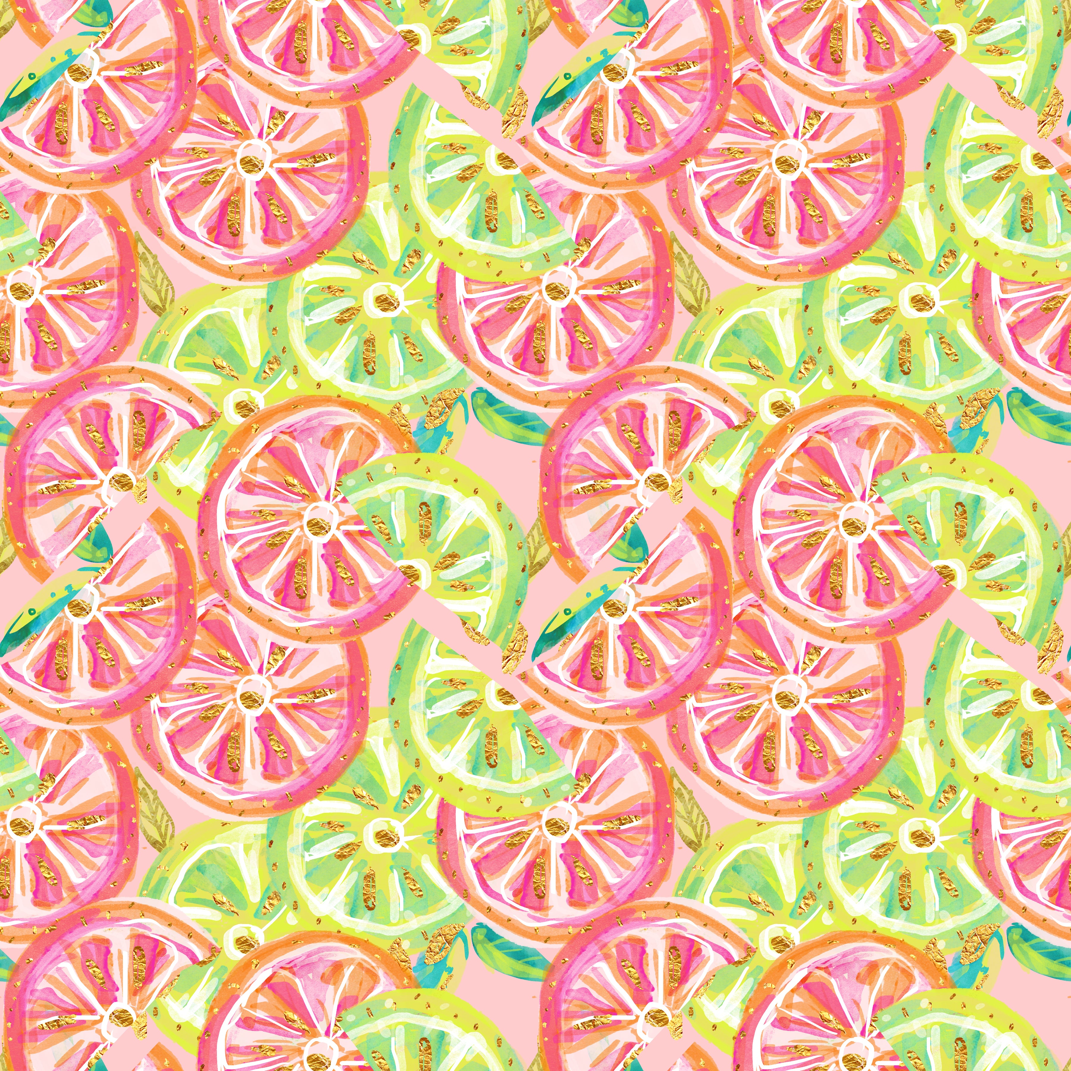 Golden Sparkle Citrus Fruits Pattern Vinyl 12" x 12" - The Vinyl Haus