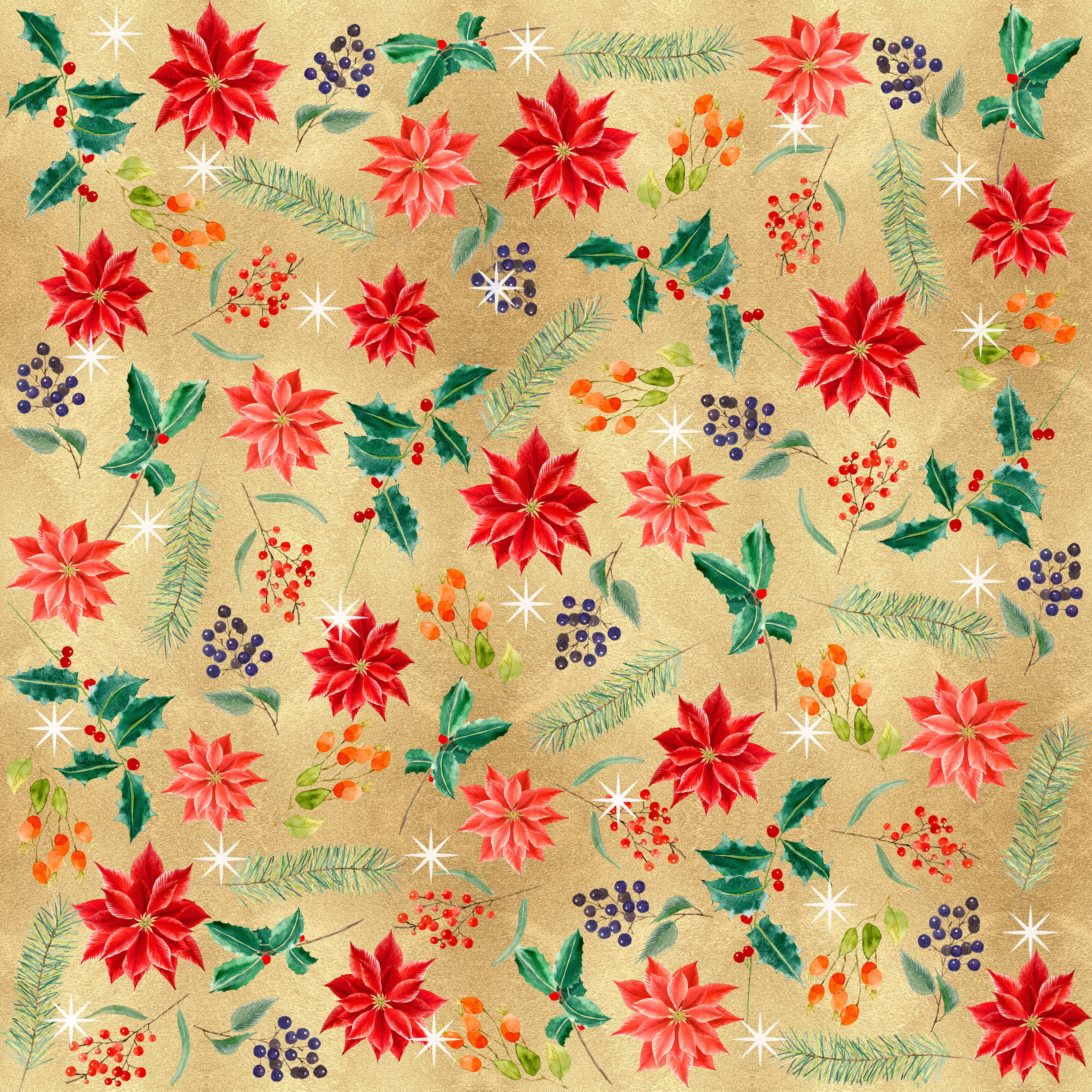 Christmas Poinsettia Pattern Vinyl 12" x 12" - The Vinyl Haus