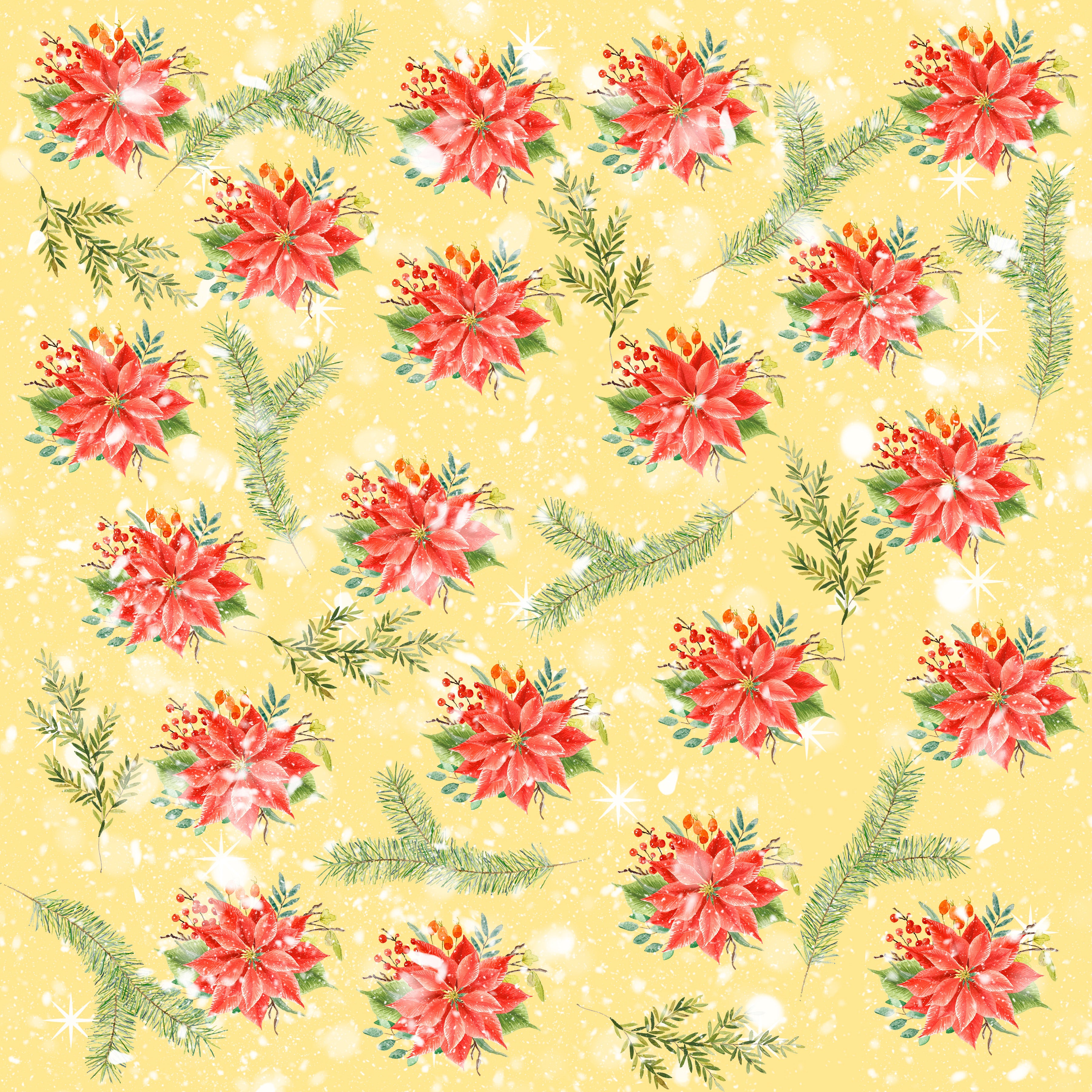 Christmas Poinsettia Pattern Vinyl 12" x 12" - The Vinyl Haus