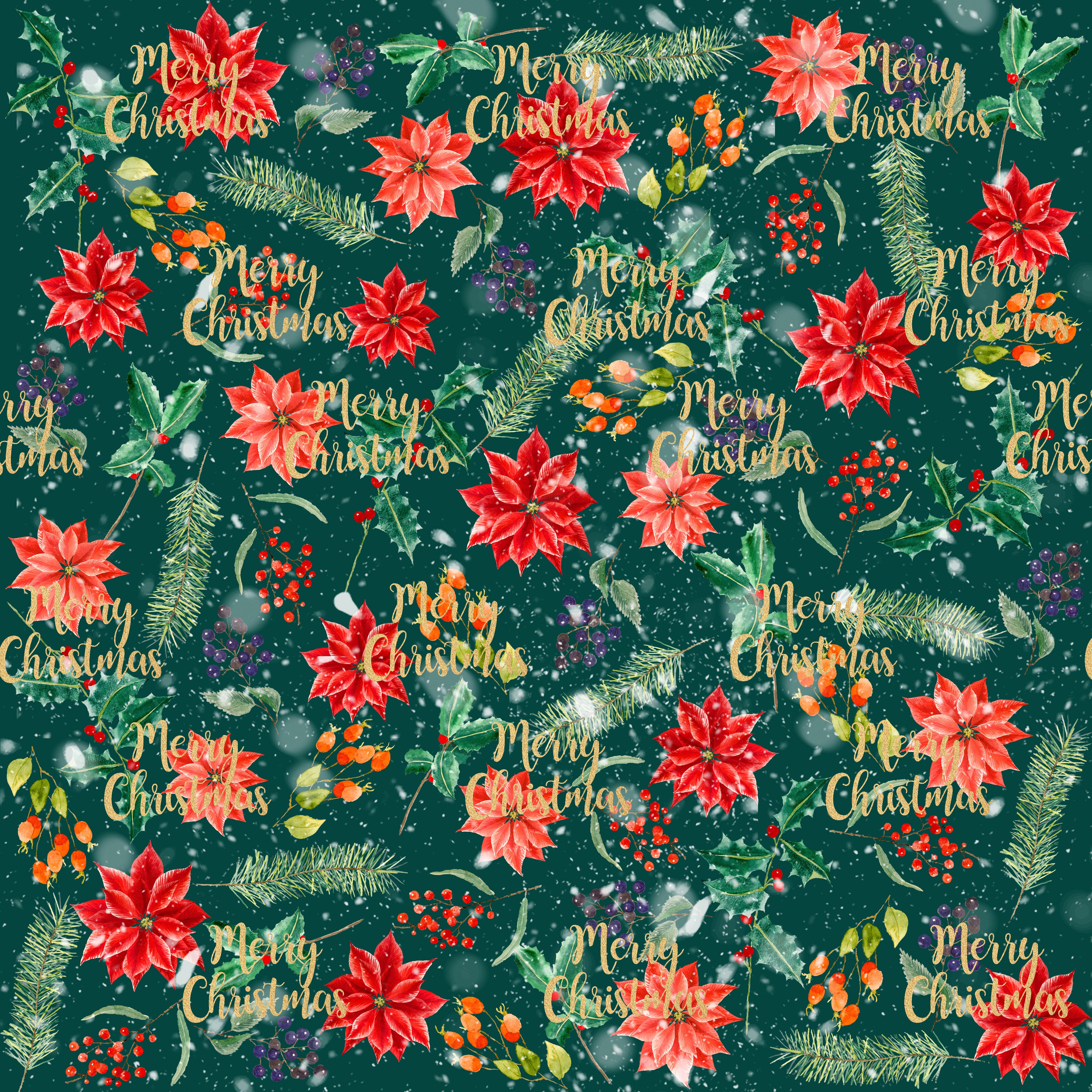 Christmas Poinsettia Pattern Vinyl 12" x 12" - The Vinyl Haus