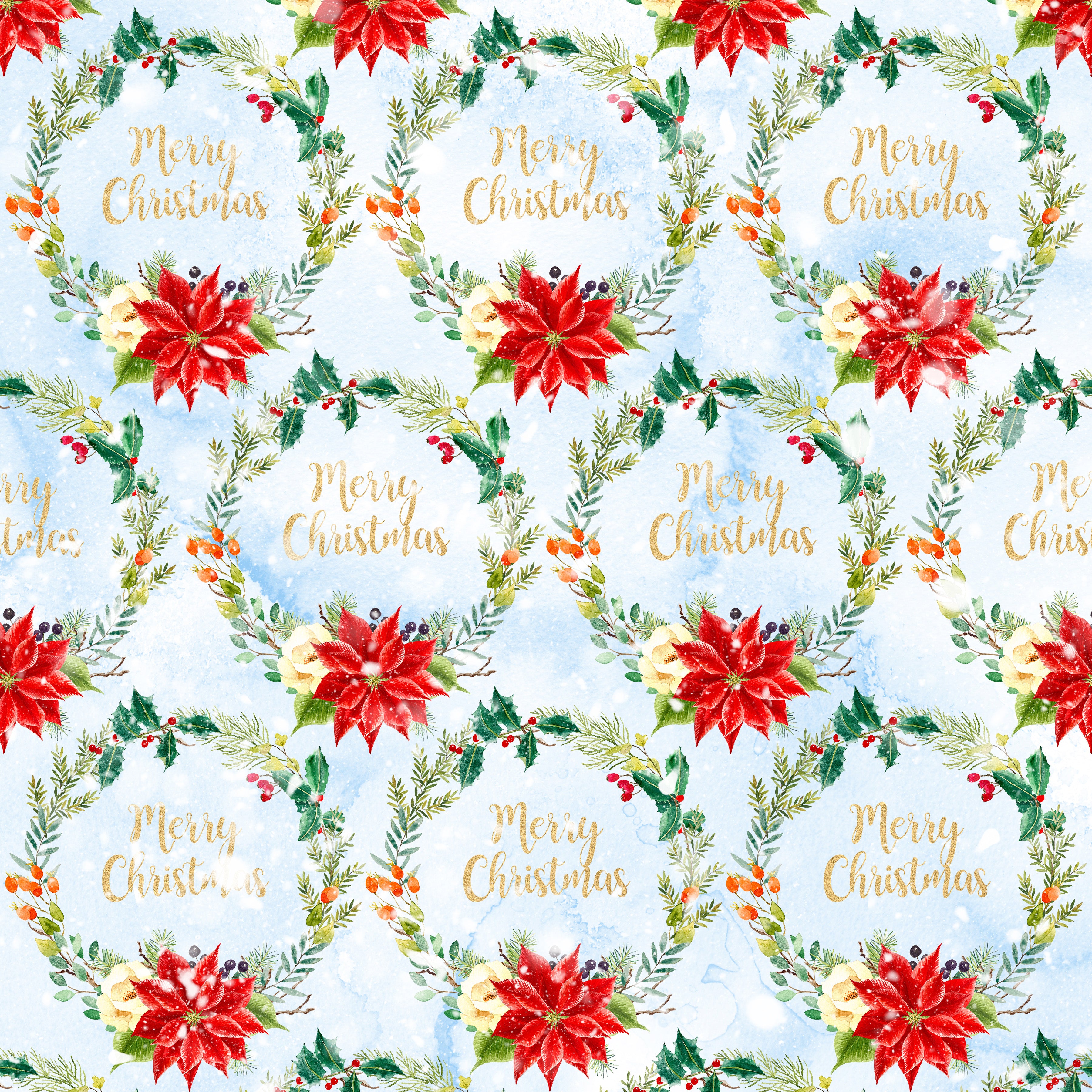 Christmas Poinsettia Pattern Vinyl 12" x 12" - The Vinyl Haus