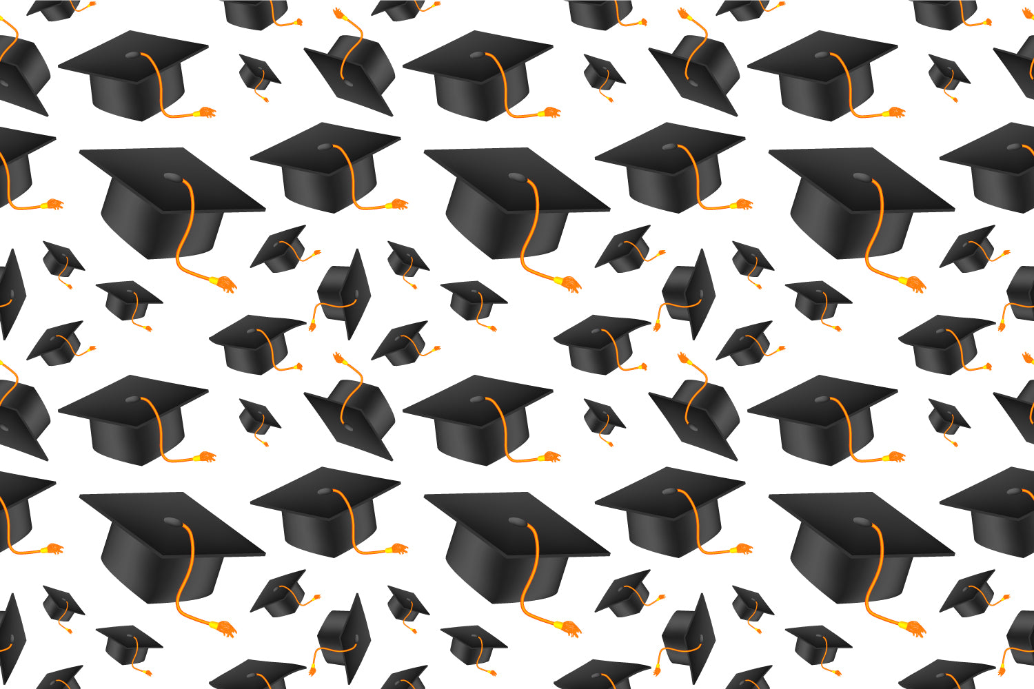 Graduation Caps Pattern Vinyl 12" x9"