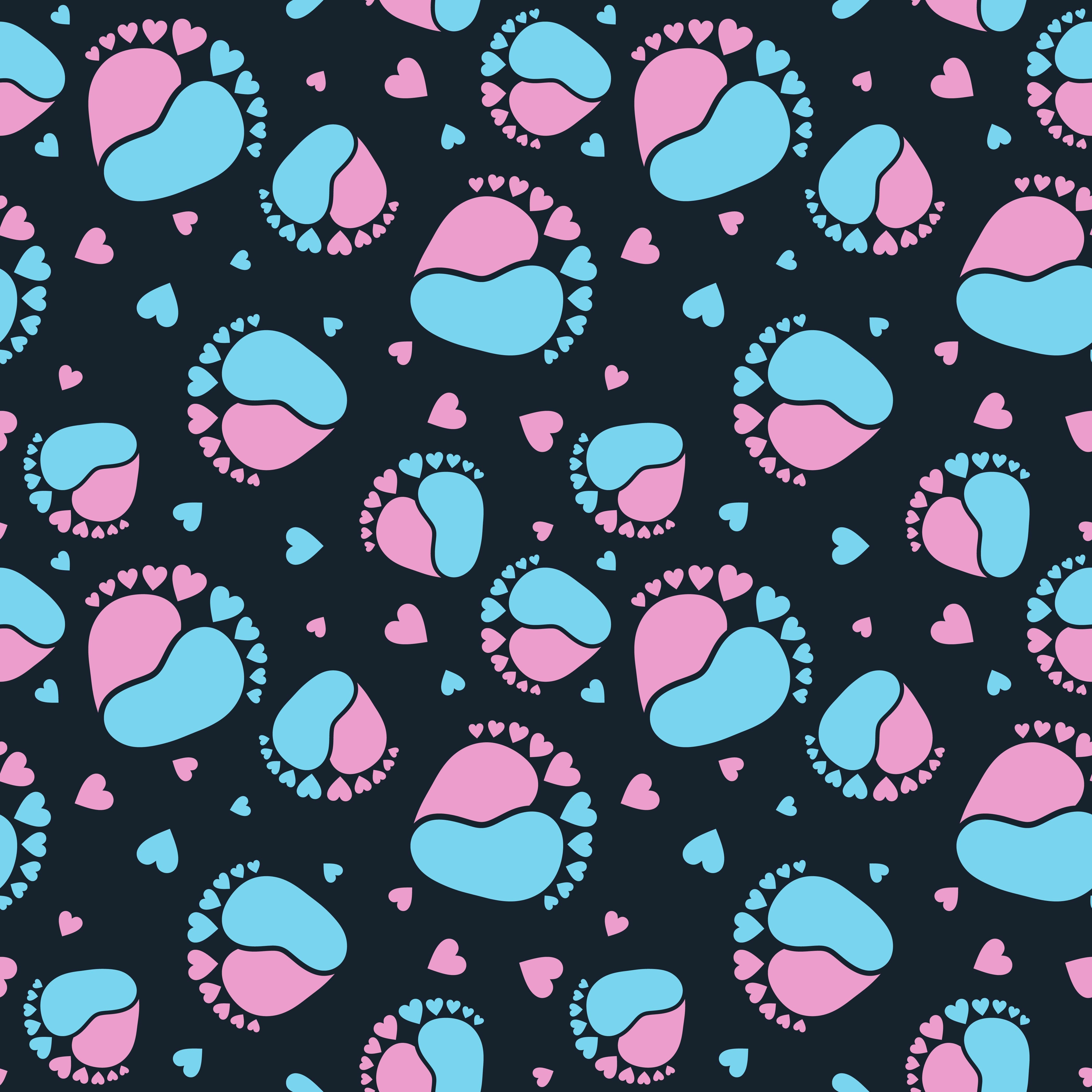 Pink and Blue Baby Footprints Pattern Vinyl 12" x 12" - The Vinyl Haus