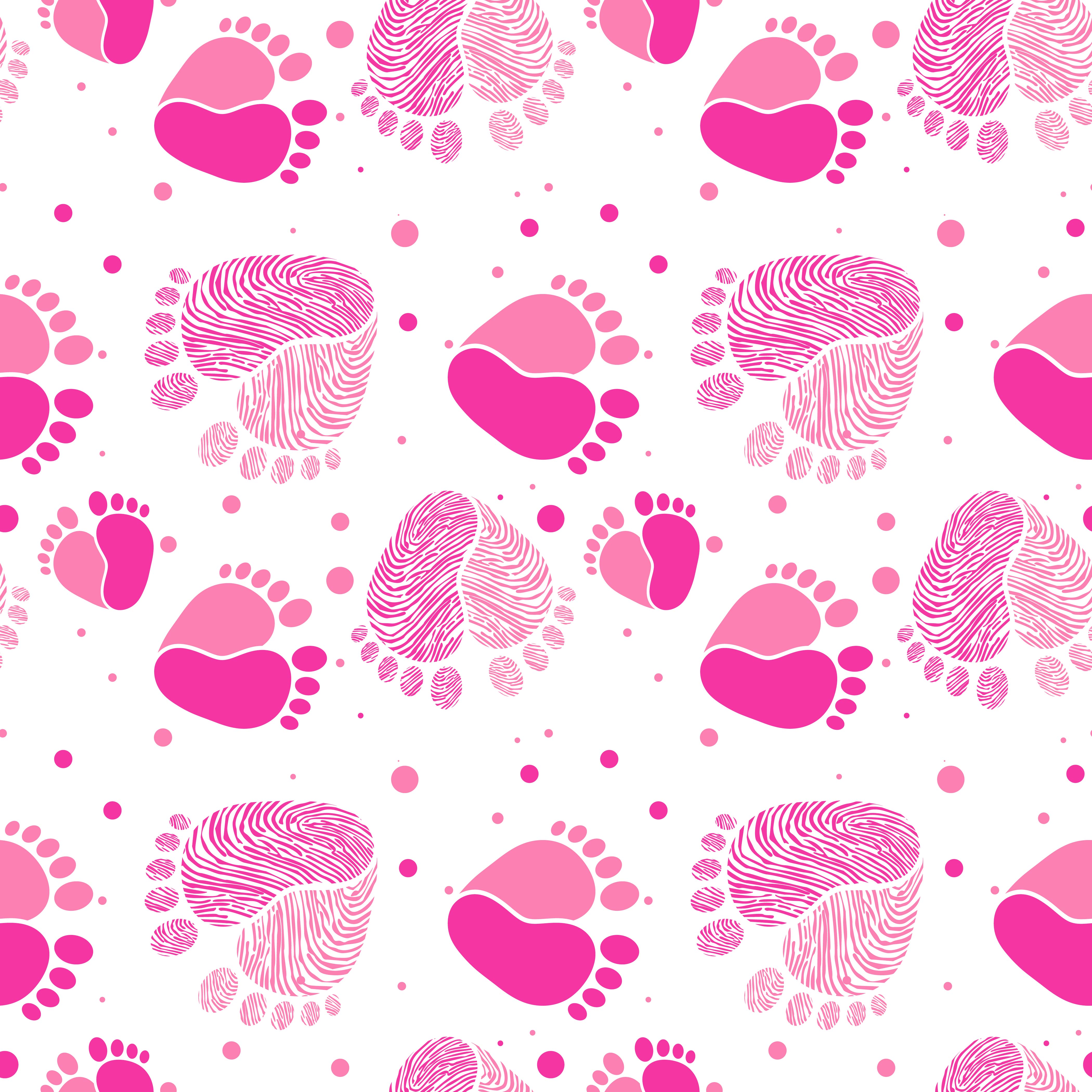 Pink Baby Footprints Pattern Vinyl 12" x 12" - The Vinyl Haus