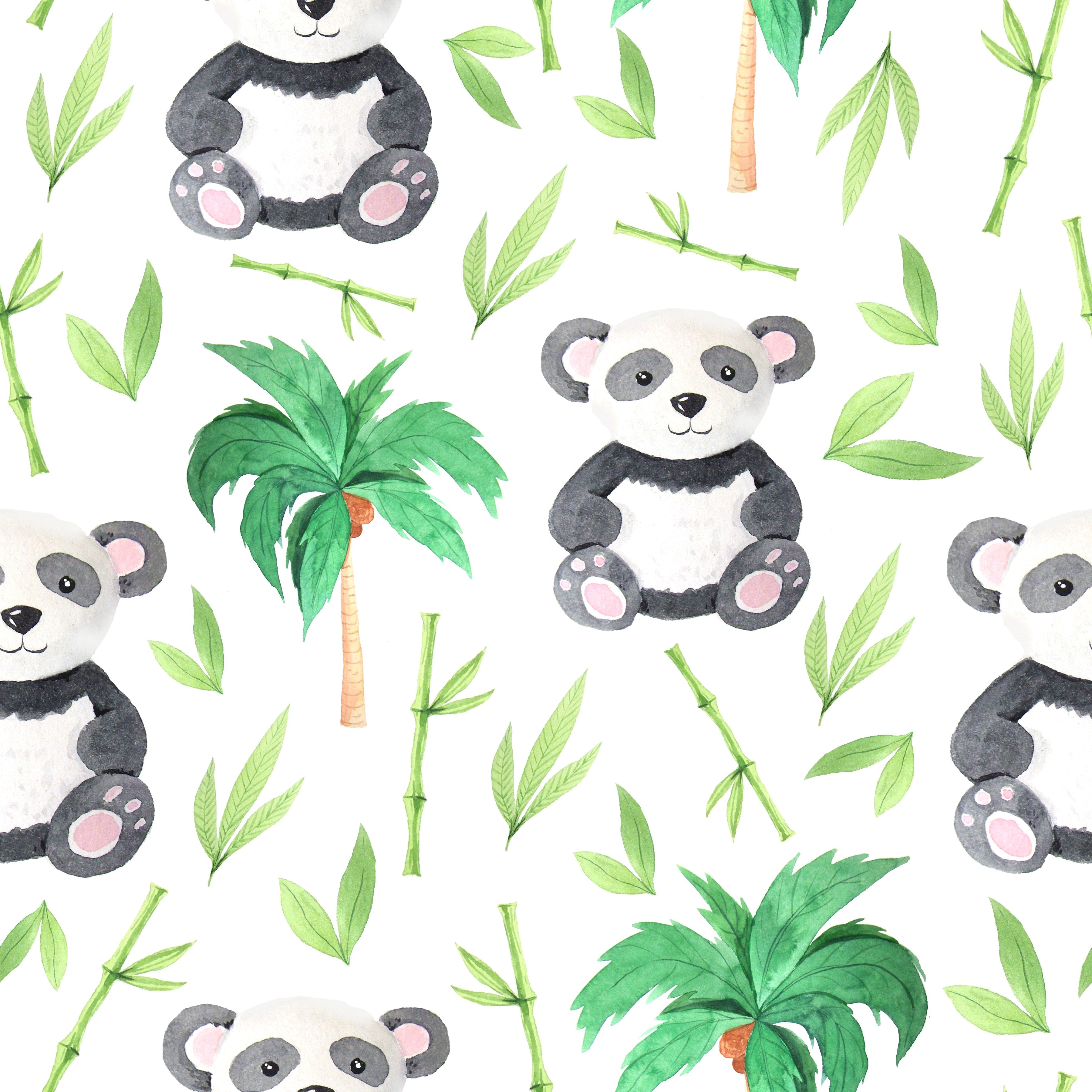 Watercolor Pandas Pattern Vinyl 12" x 12" - The Vinyl Haus