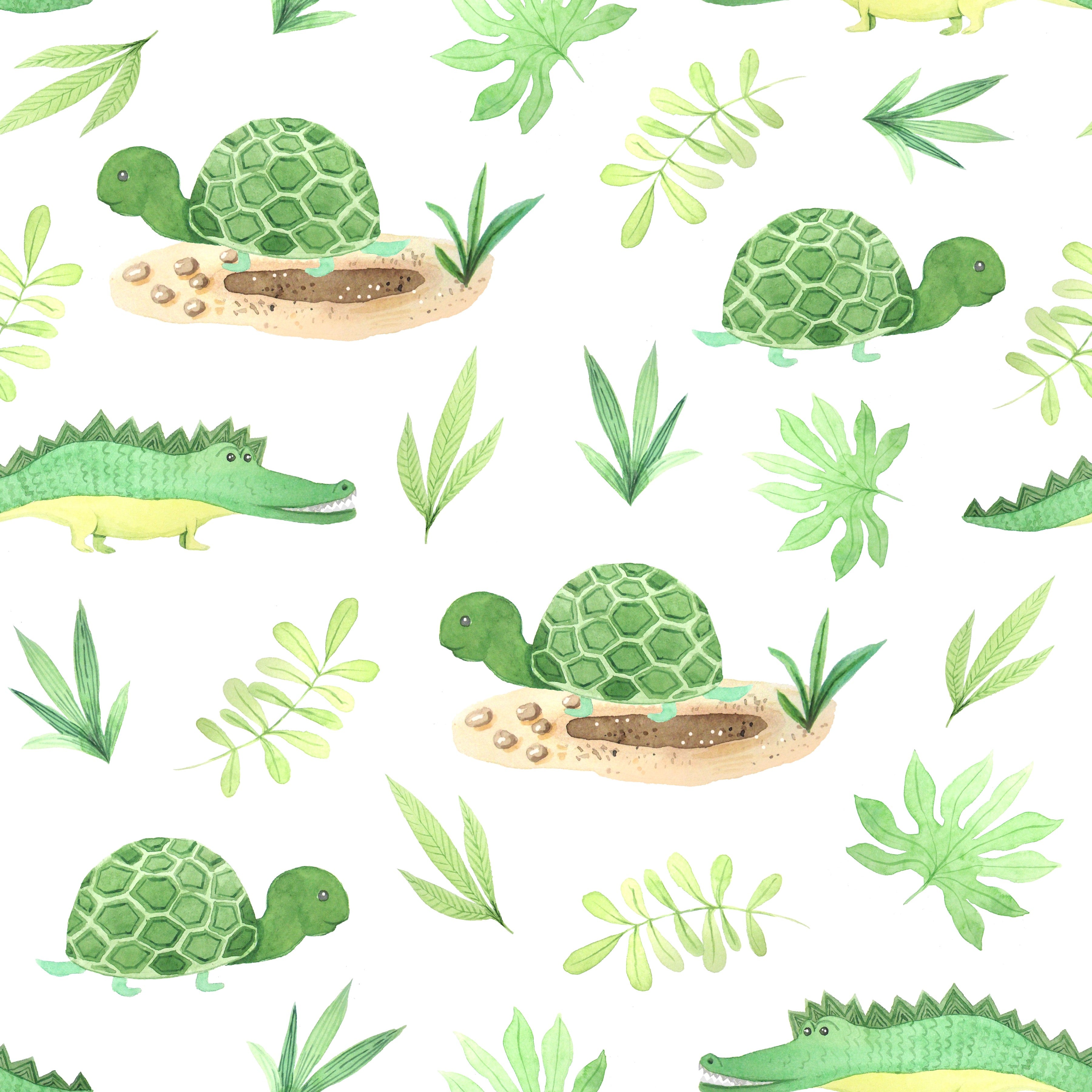 Watercolor Turtles and Alligators Pattern Vinyl 12" x 12" - The Vinyl Haus