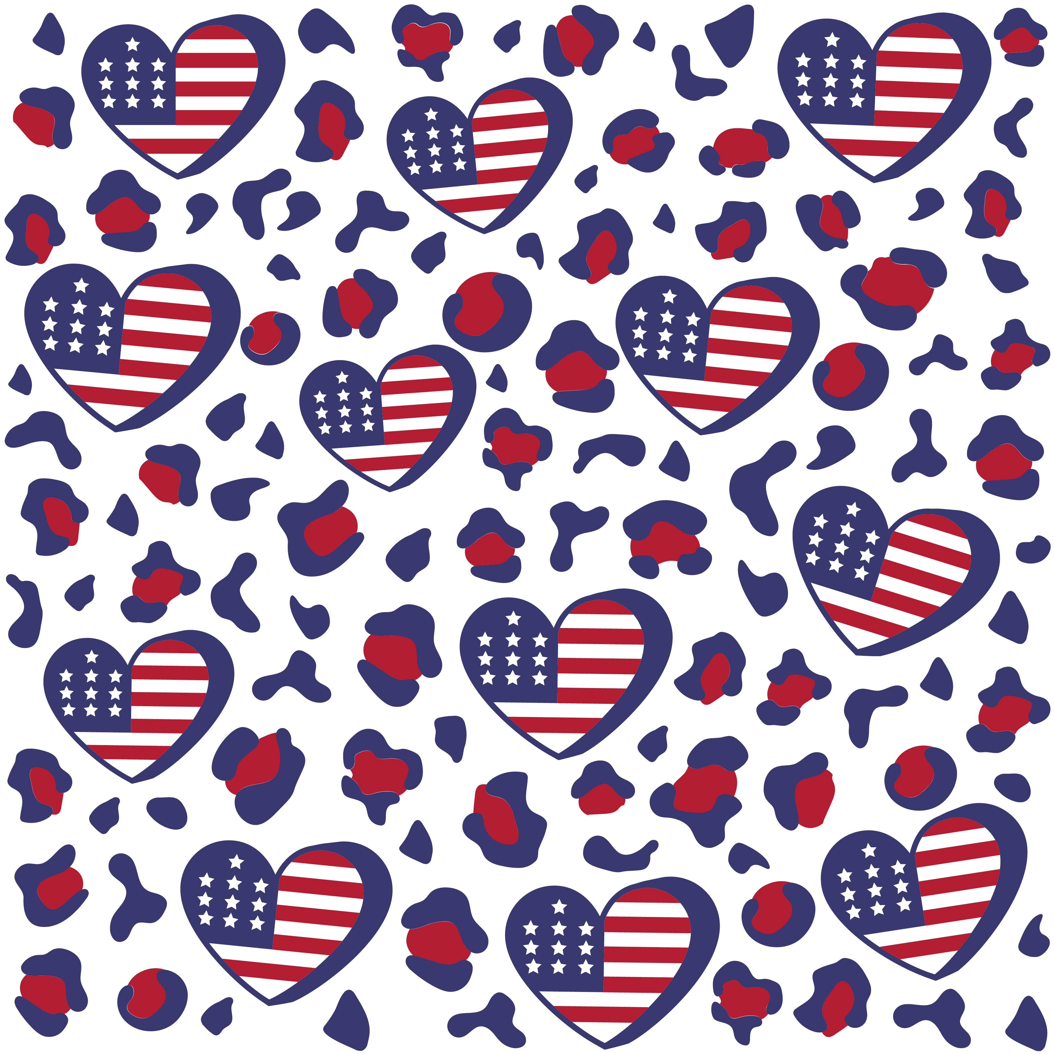 Patriotic Cheetah Spots and Hearts Vinyl 12" x 12" - The Vinyl Haus