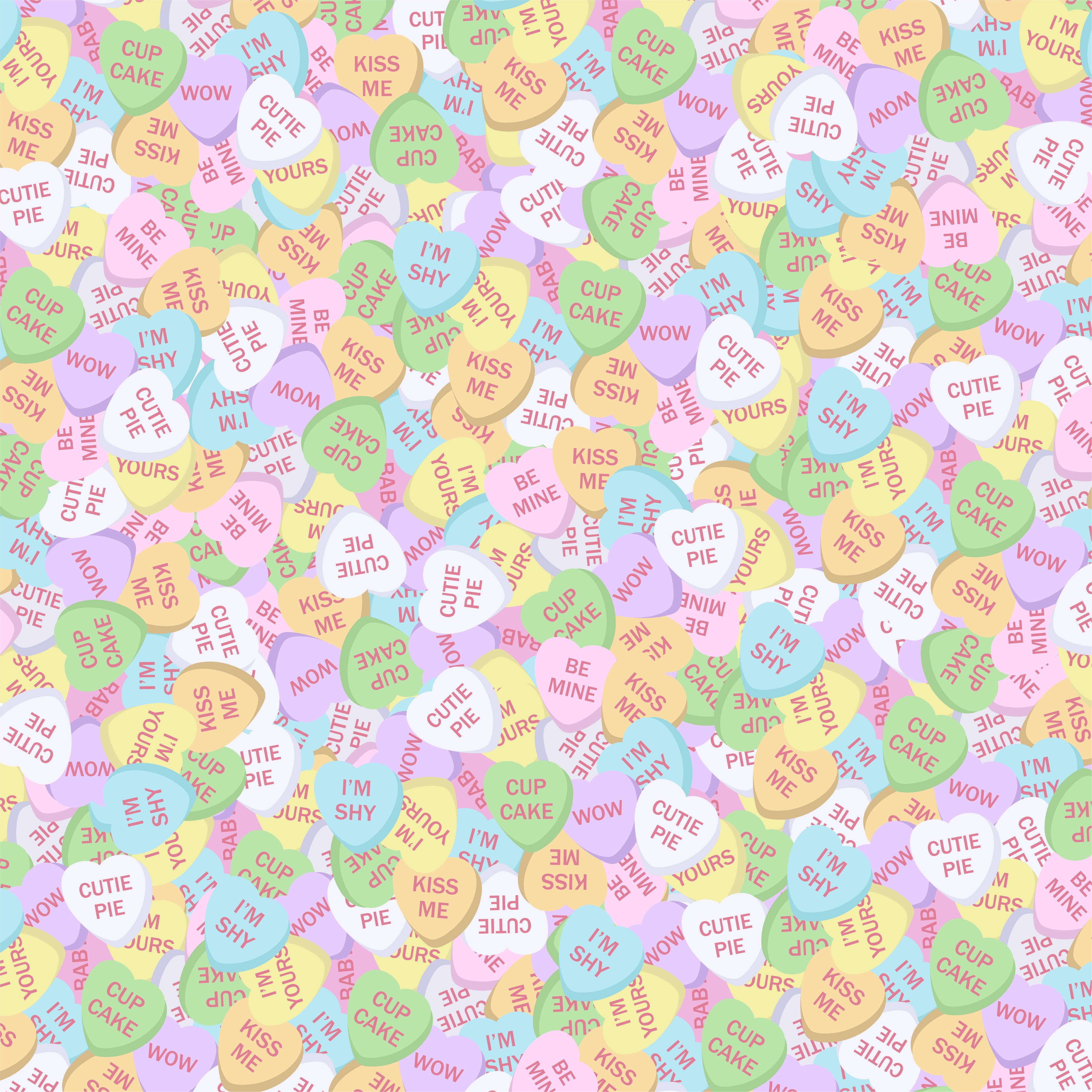Valentine Candy Hearts Pattern Vinyl 12" x 12" - The Vinyl Haus