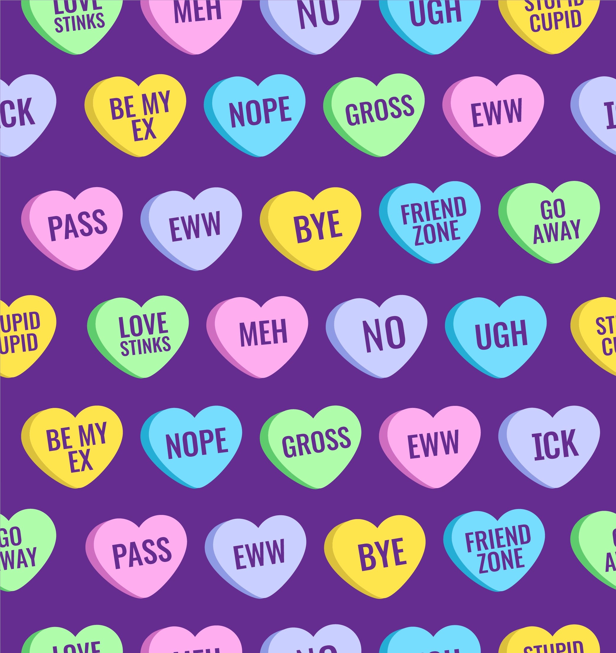 Anti-Valentine Candy Hearts Pattern Vinyl 12" x 12" - The Vinyl Haus