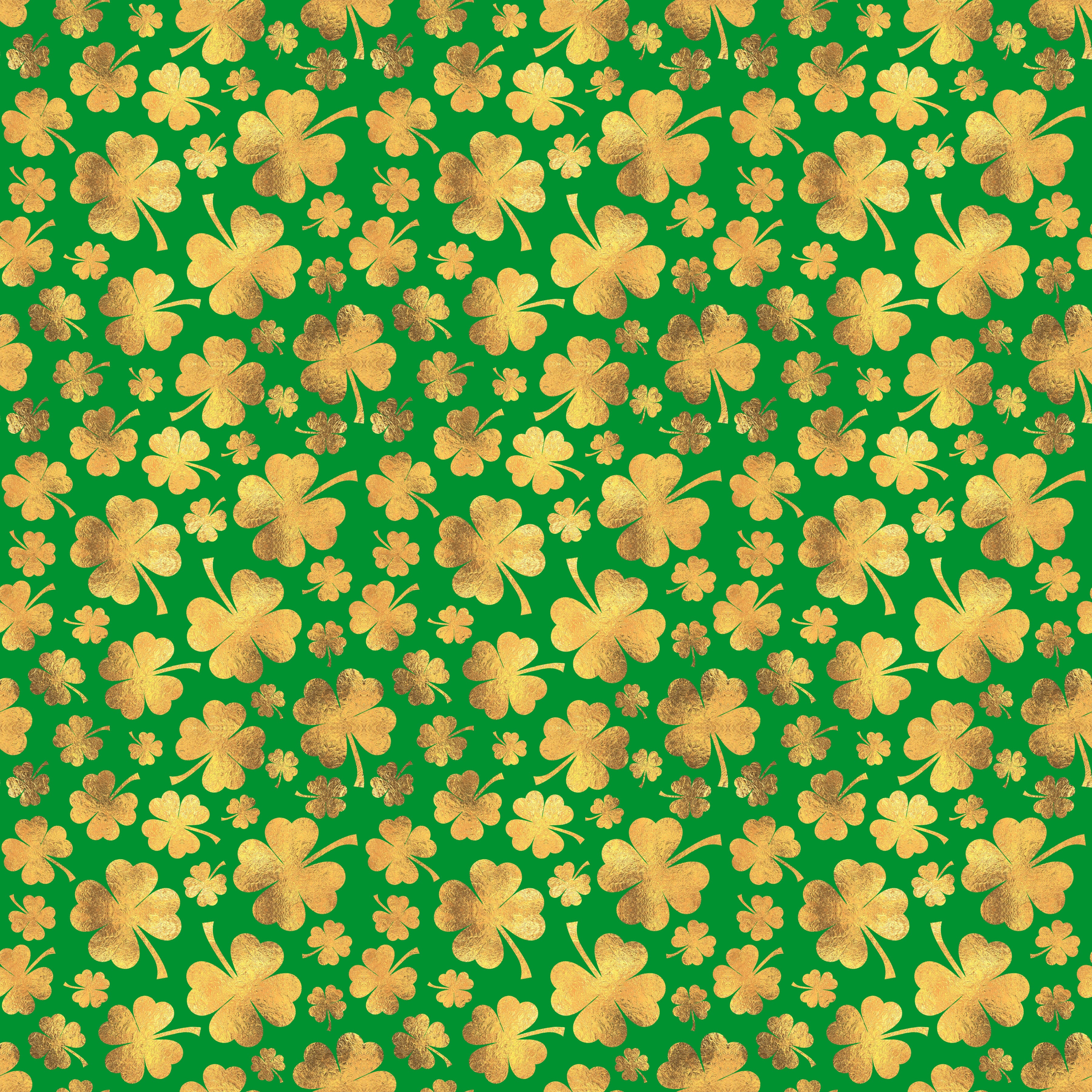 Golden Shamrocks Light Green Background Pattern Vinyl 12" x 12" - The Vinyl Haus