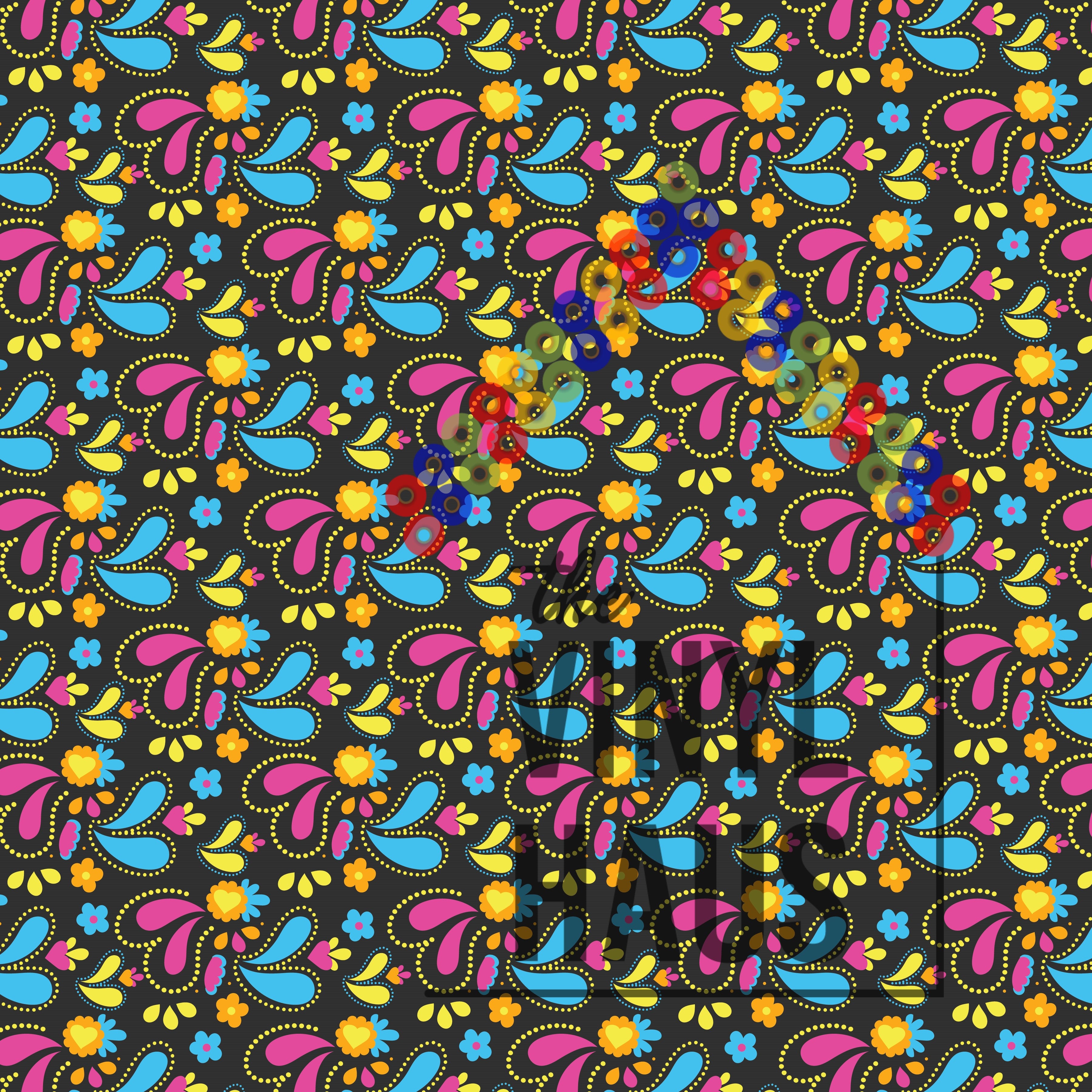 Day Of The Dead Flower Pattern Vinyl 12" x 12" - The Vinyl Haus