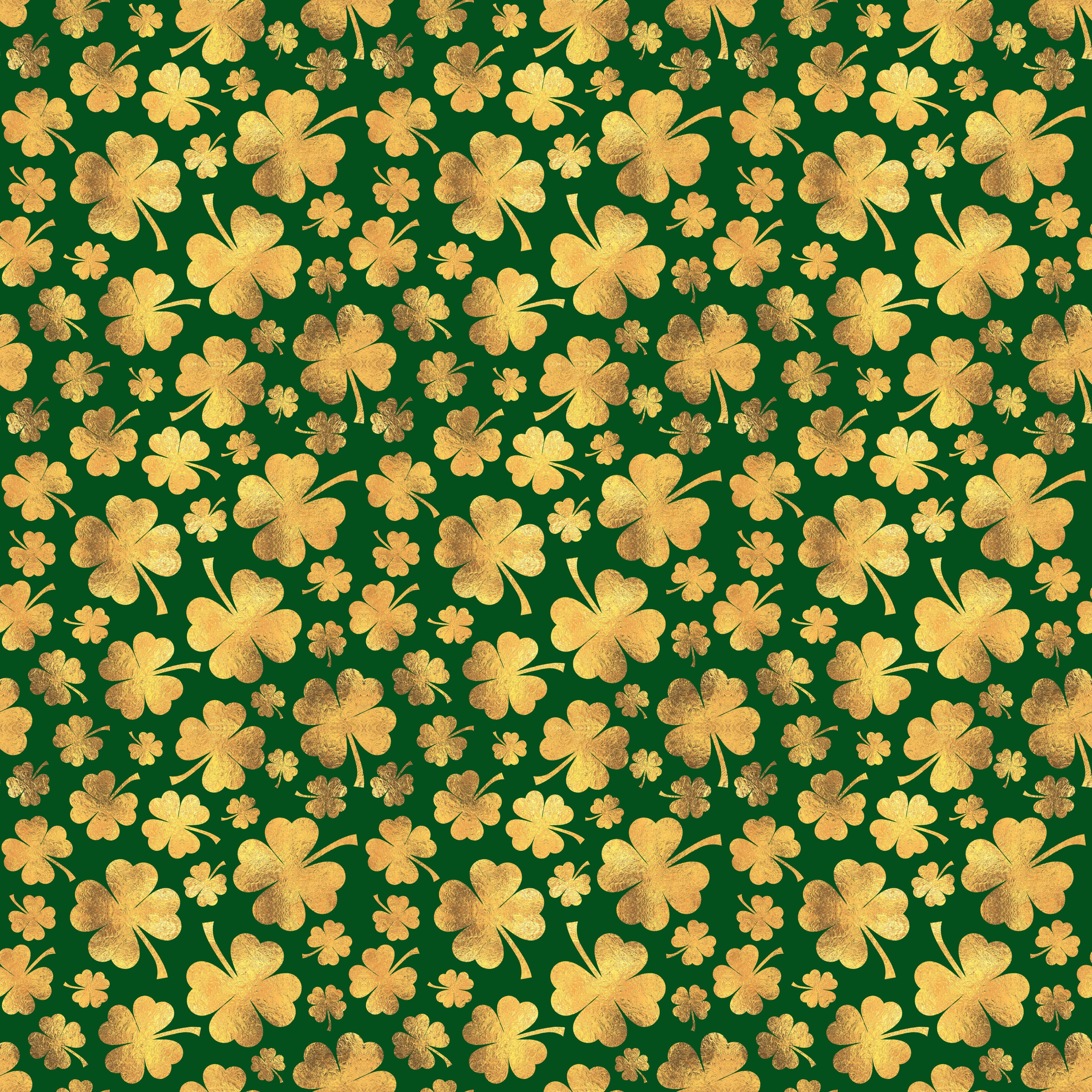 Golden Shamrocks Dark Green Background Pattern Vinyl 12" x 12" - The Vinyl Haus