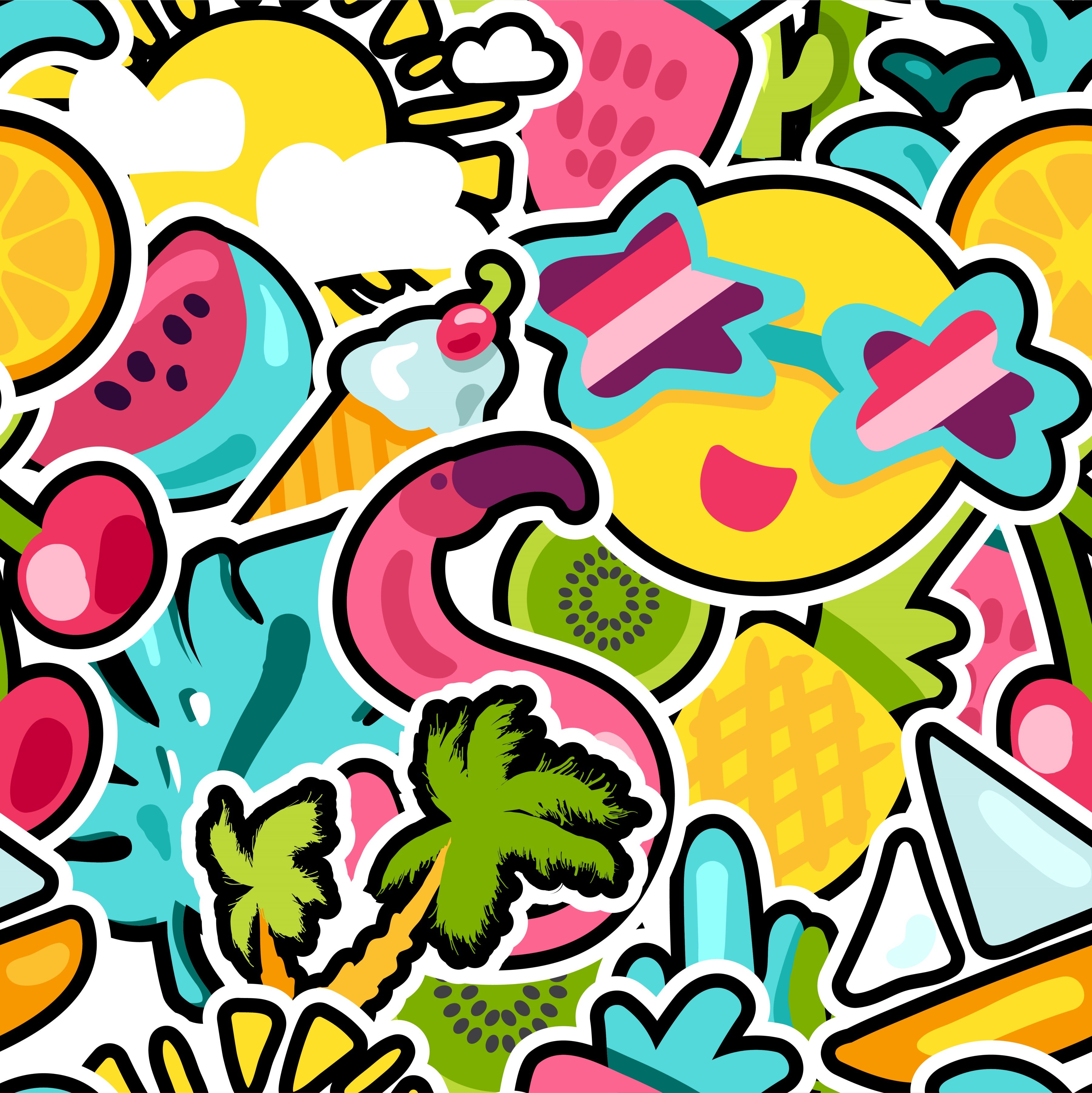 Summer Icons Pattern Vinyl 12" x 12" - The Vinyl Haus