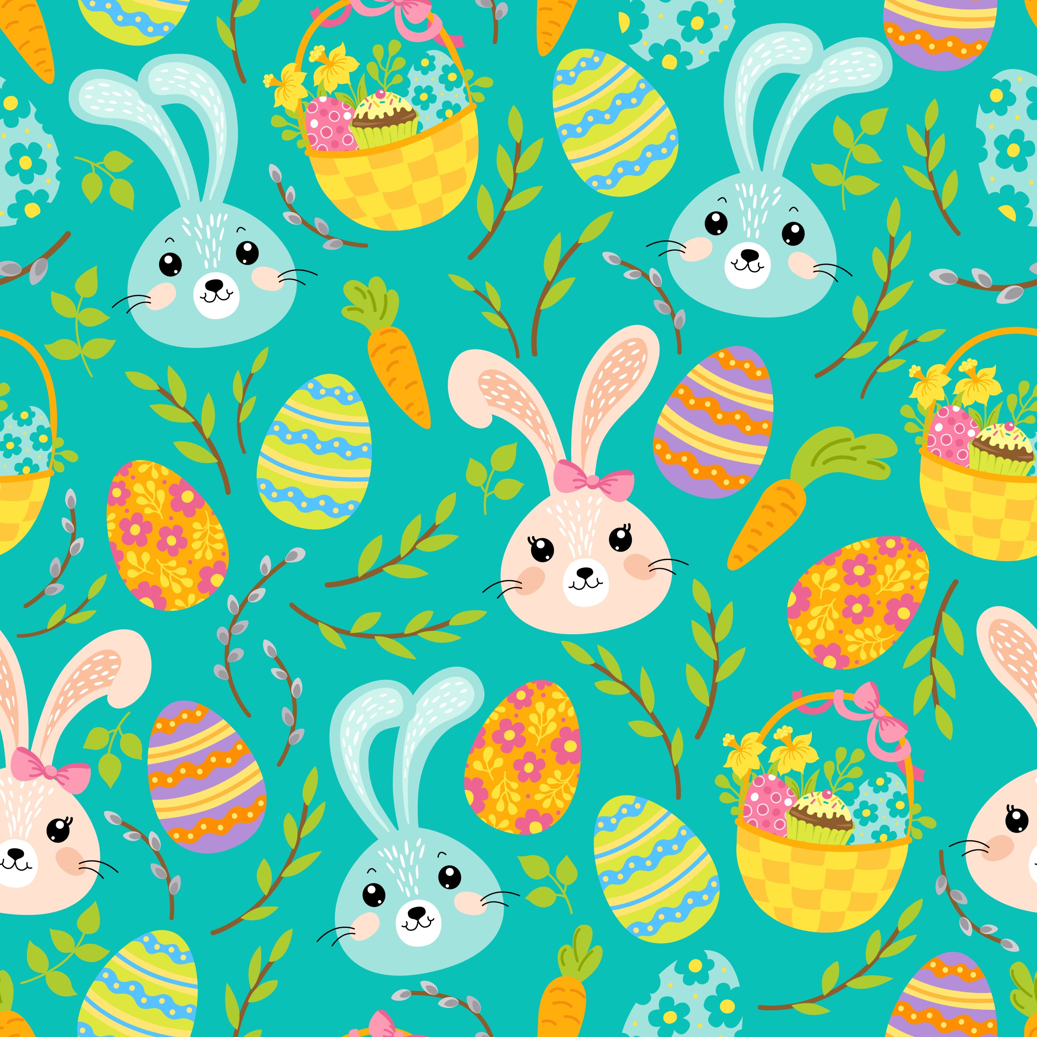 Easter Bunny with Eggs Pattern Vinyl 12" x 12" - The Vinyl Haus