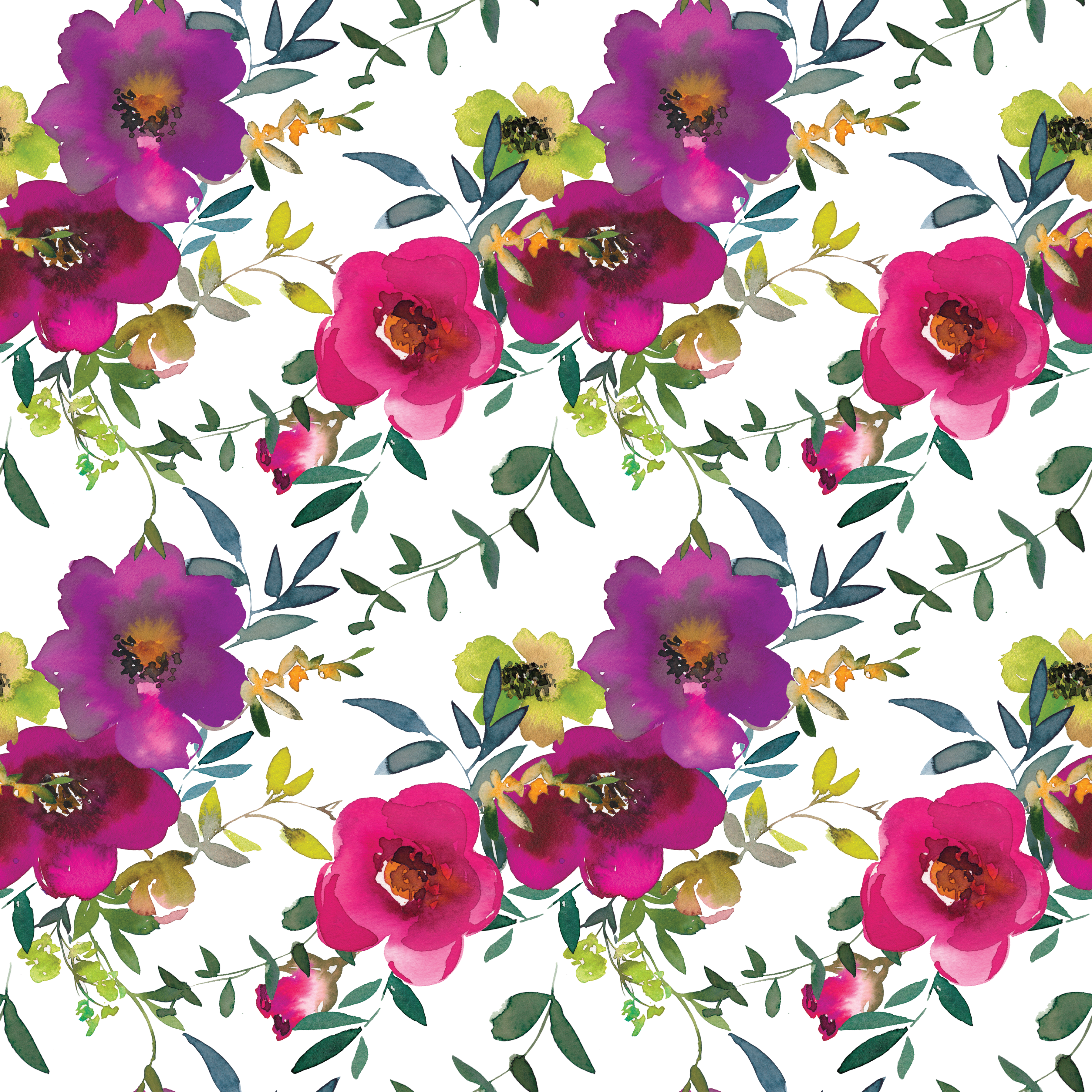 Watercolor Flowers Pattern Vinyl 12" x 12" - The Vinyl Haus