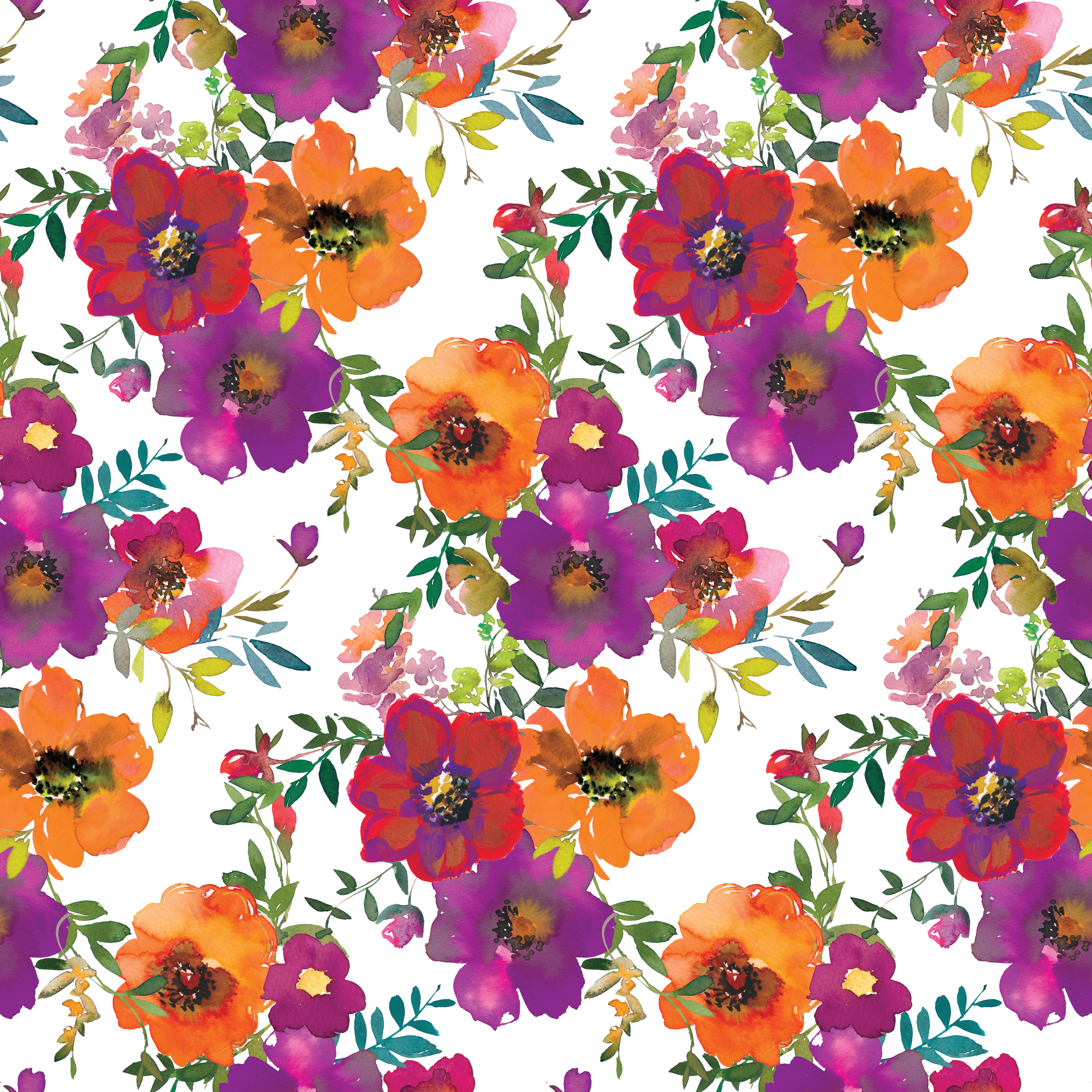 Watercolor Flowers Pattern Vinyl 12" x 12" - The Vinyl Haus