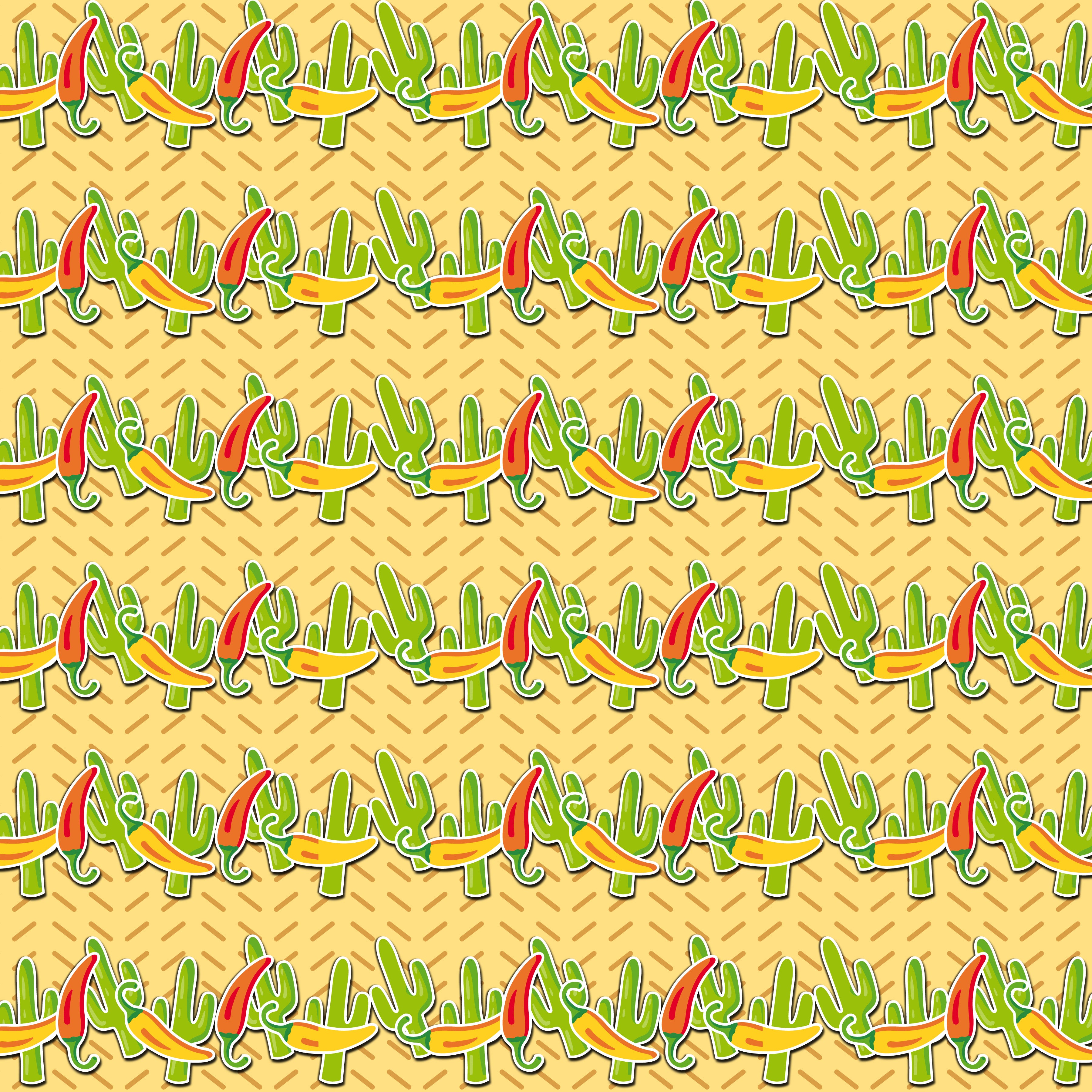 Cinco de Mayo Cactus and Peppers Pattern Vinyl 12" x 12" - The Vinyl Haus