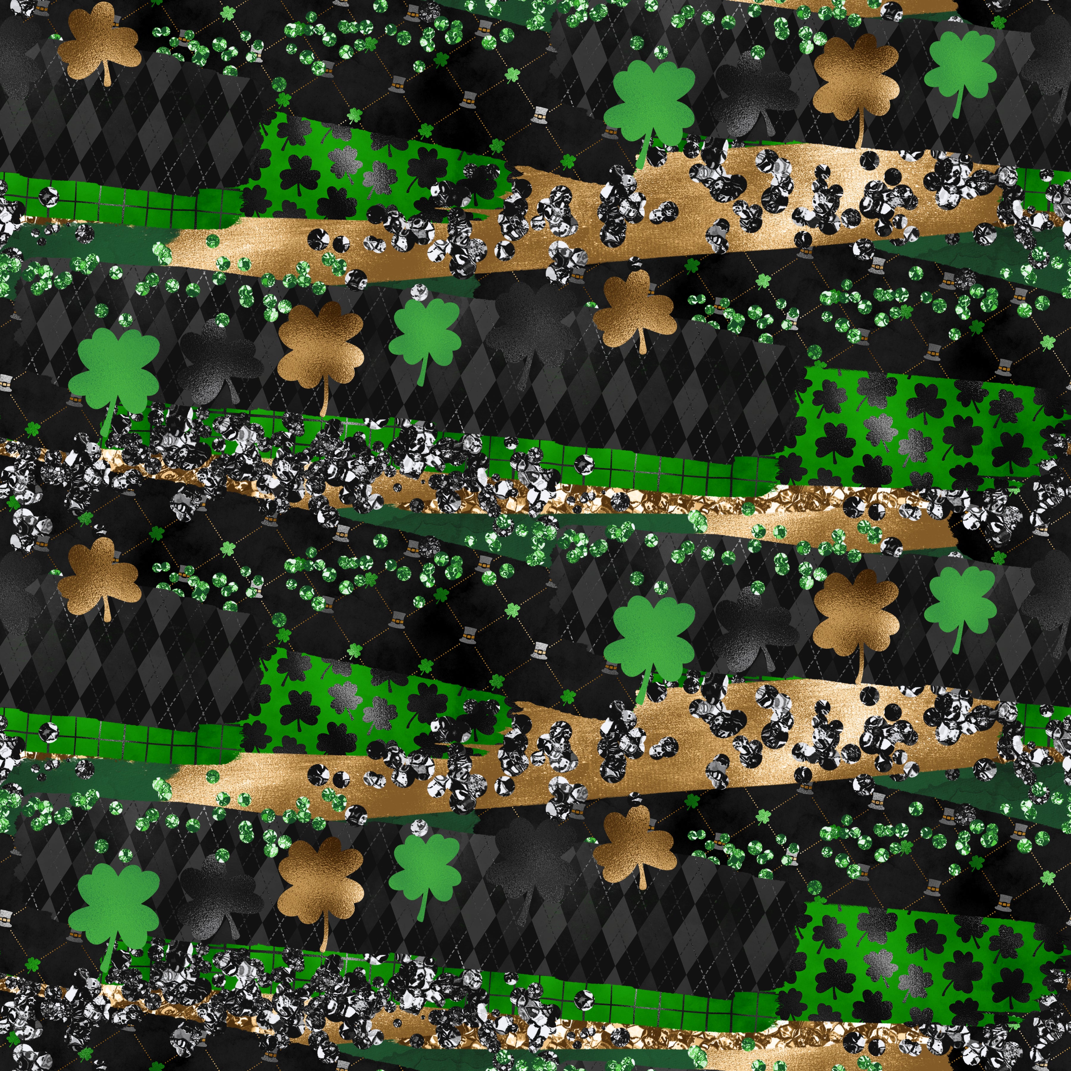 St. Patrick's Day Metallic Brushstroke Pattern Vinyl 12" x 12" - The Vinyl Haus