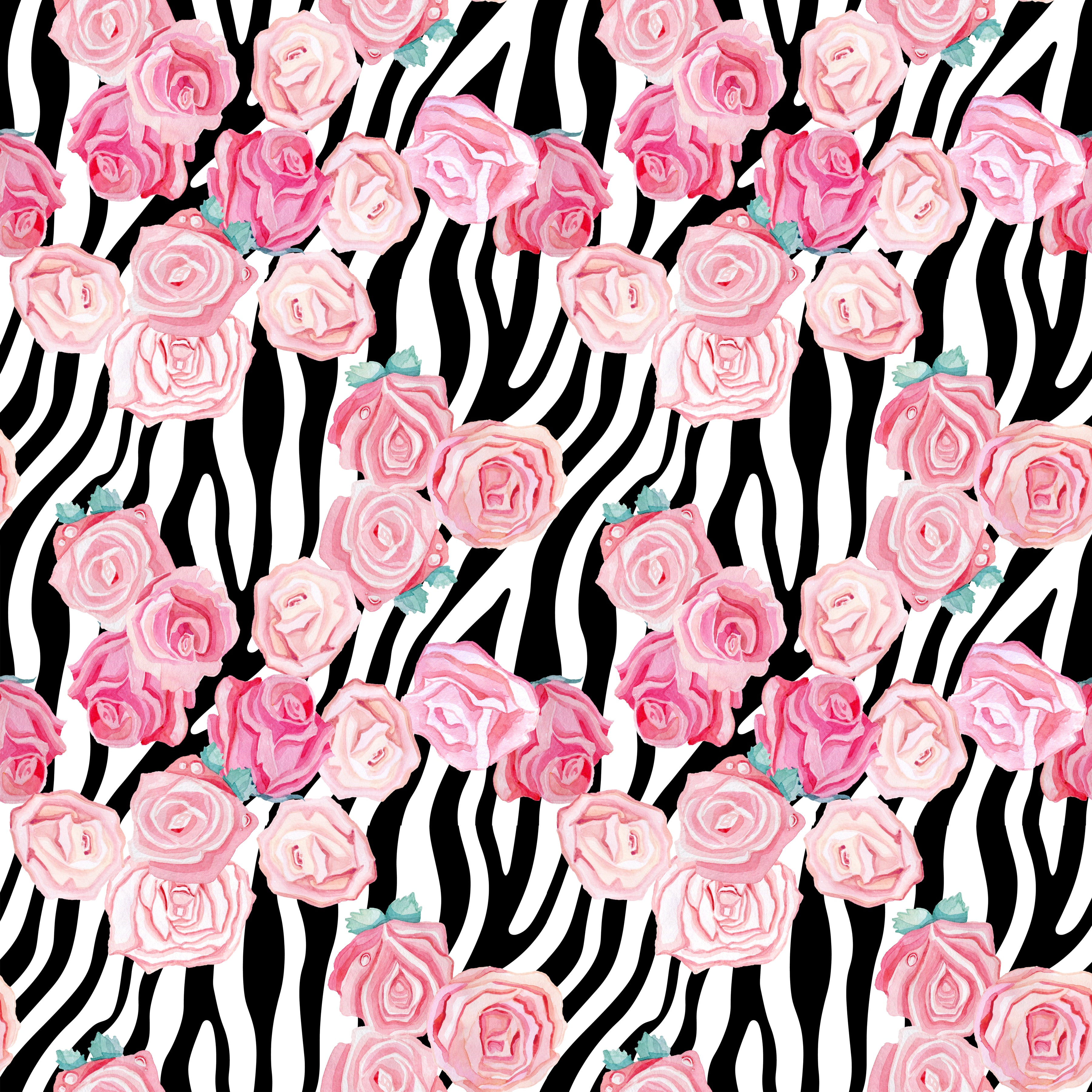 Roses on Zebra Print Pattern Vinyl 12" x 12" - The Vinyl Haus