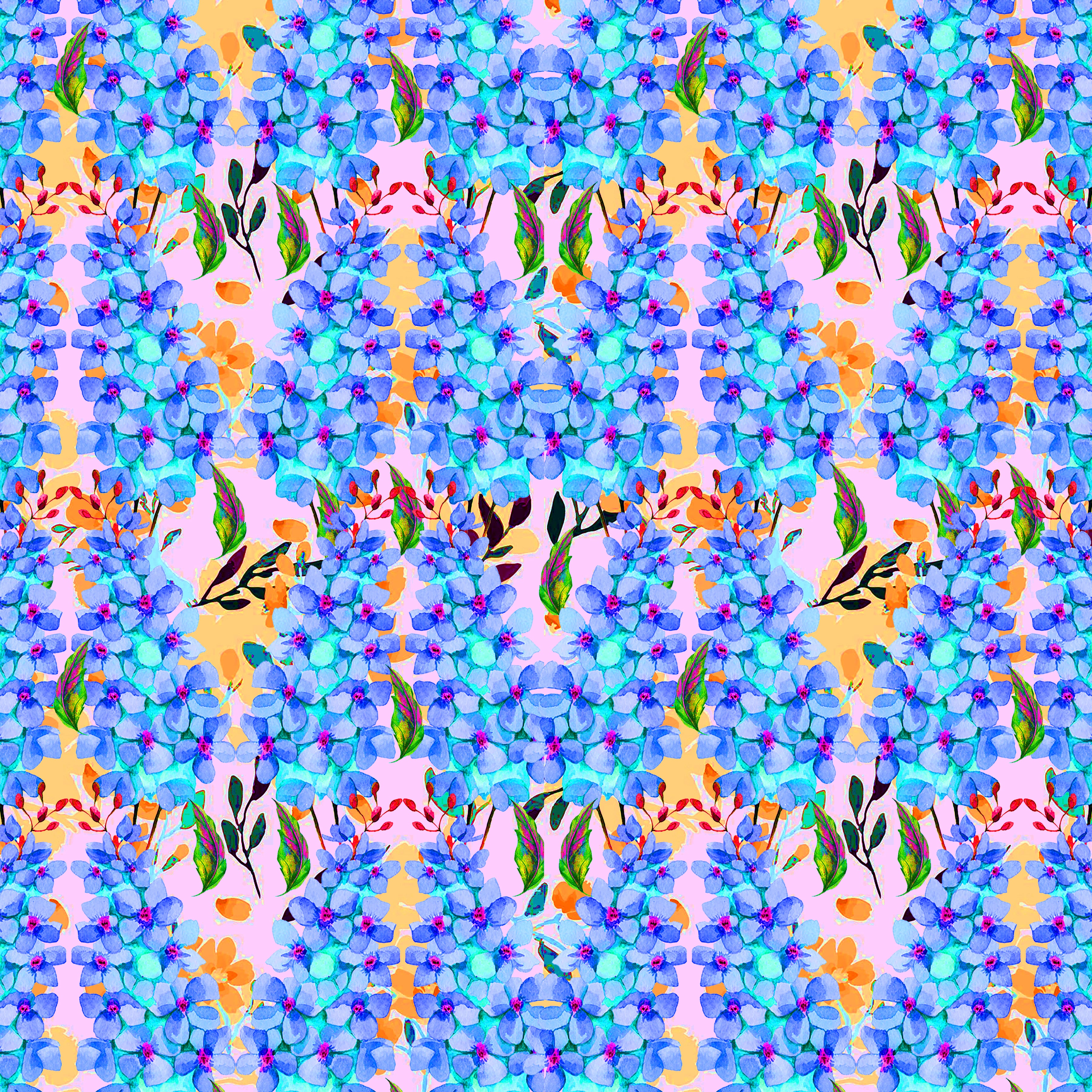 Blue Wild Flower Pattern Vinyl 12" x 12" - The Vinyl Haus