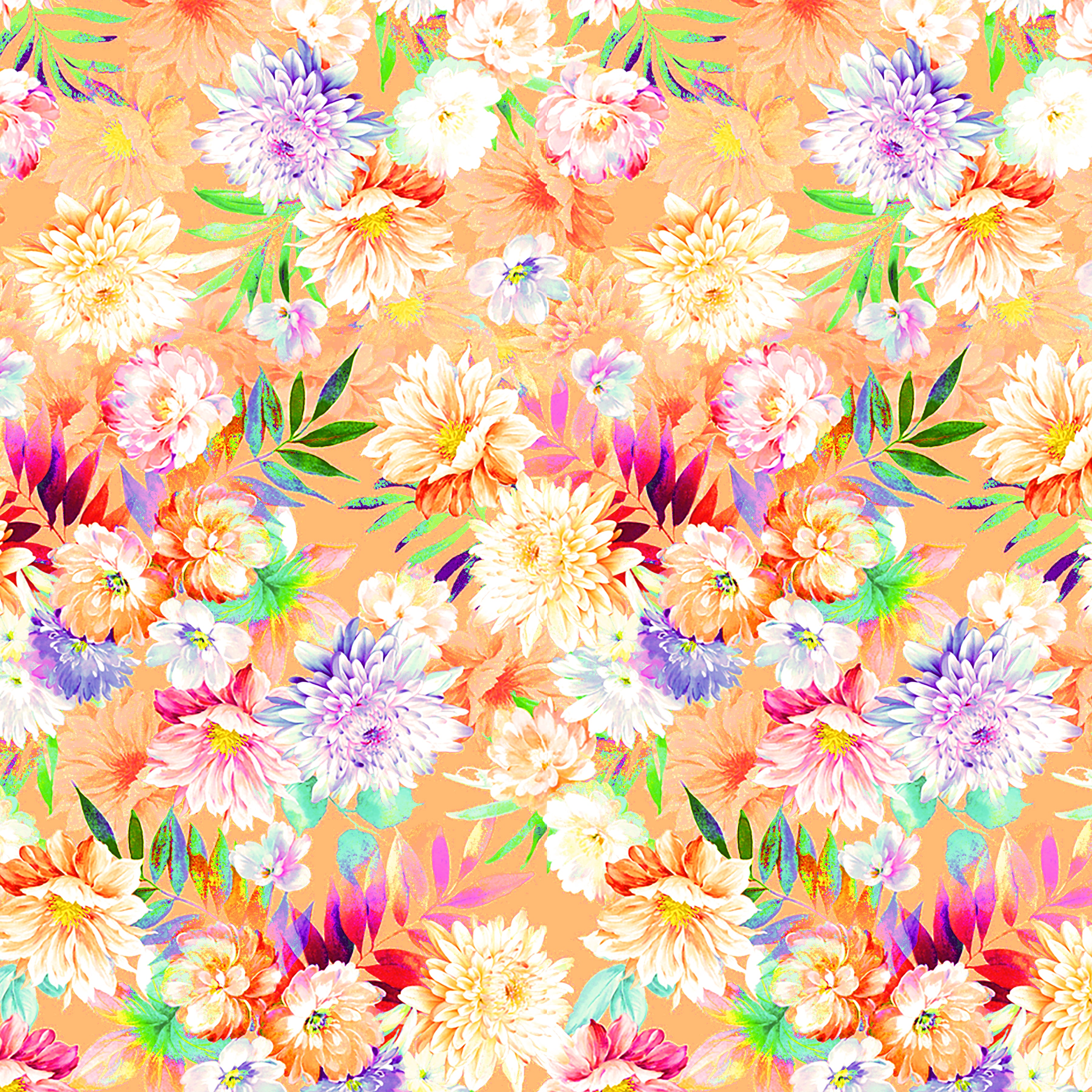 Multicolored Chrysanthemum Flower Pattern Vinyl 12" x 12" - The Vinyl Haus