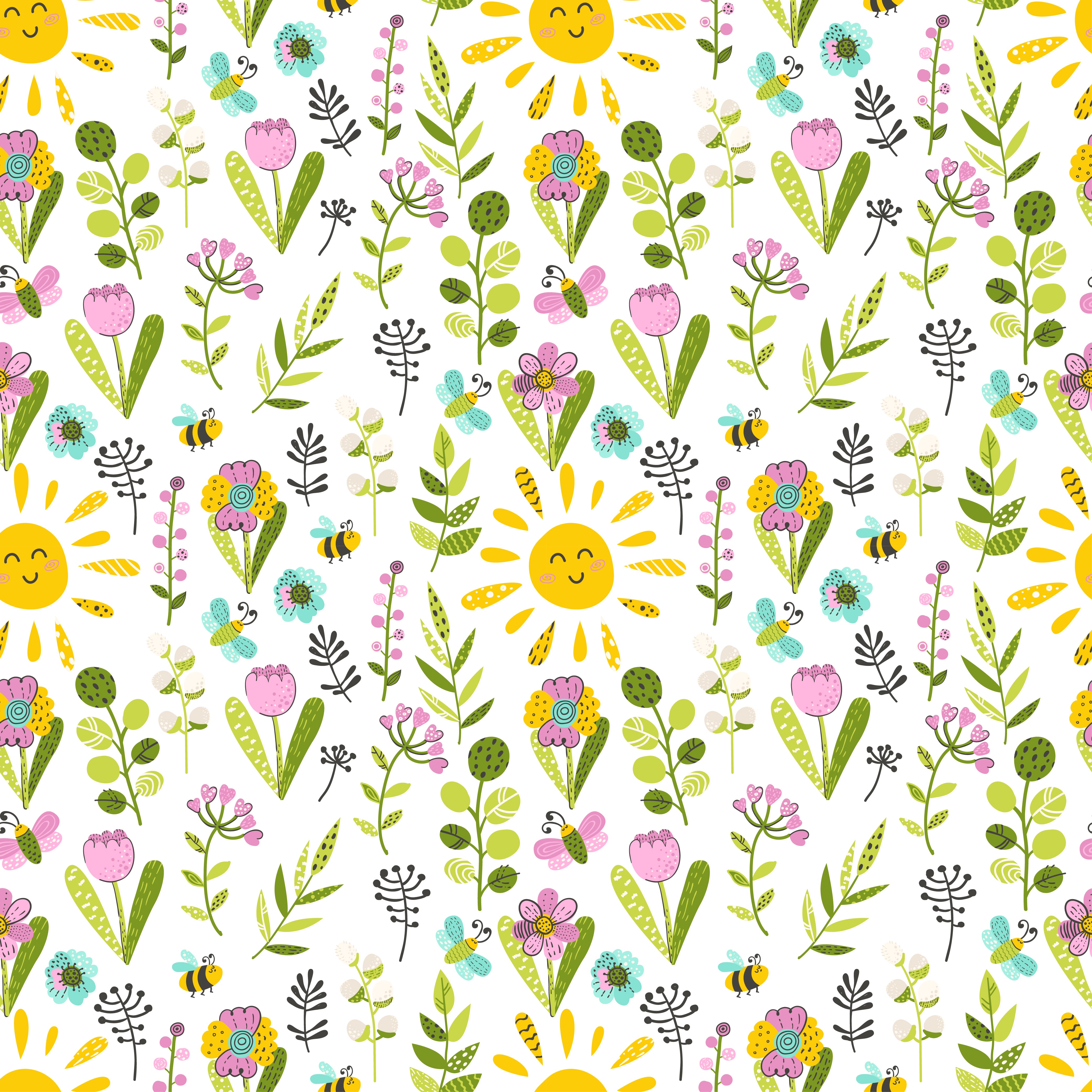 Spring Flowers, Bees and Butterflies Pattern Vinyl 12" x 12" - The Vinyl Haus