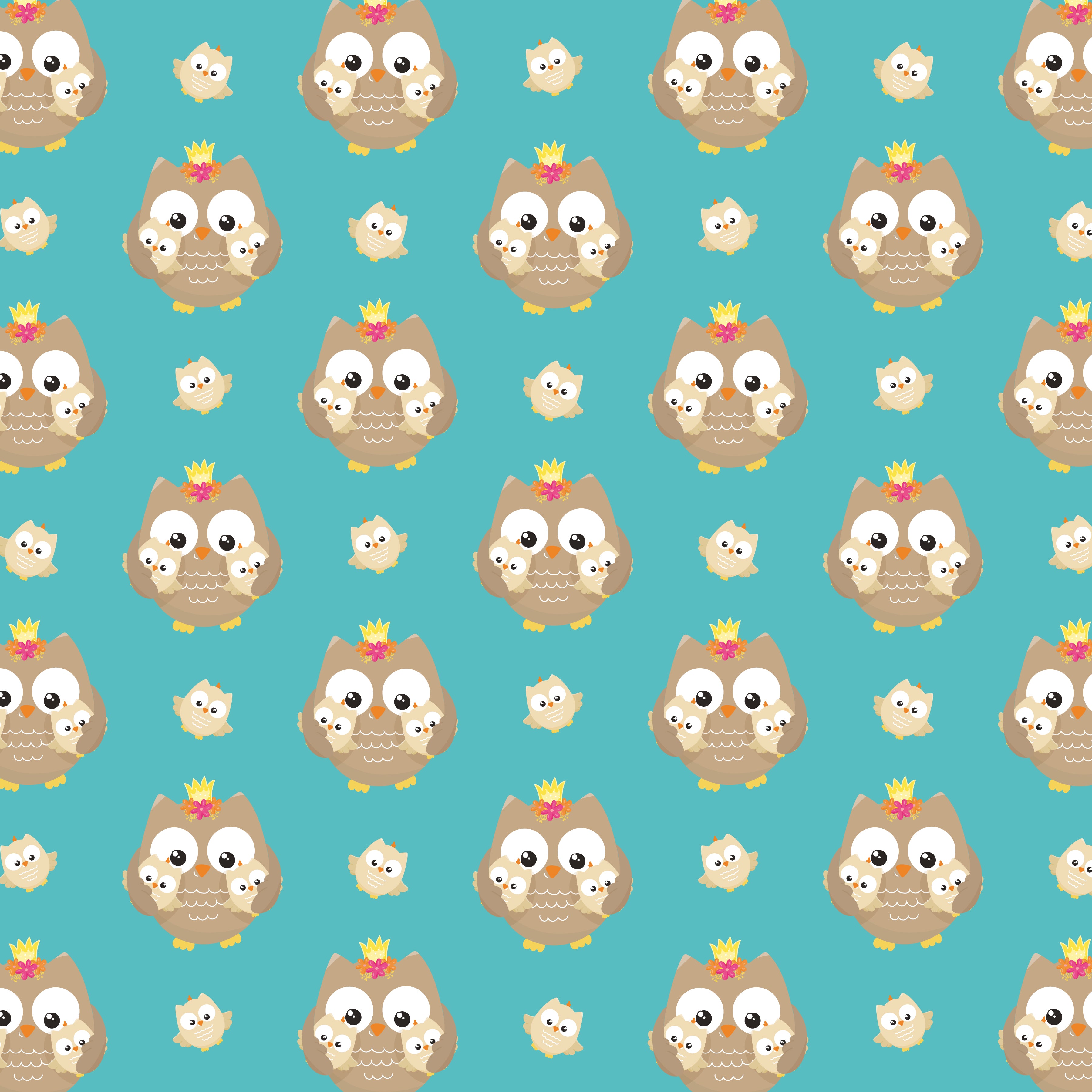 Mother and Baby Owls Pattern Vinyl 12" x 12" - The Vinyl Haus