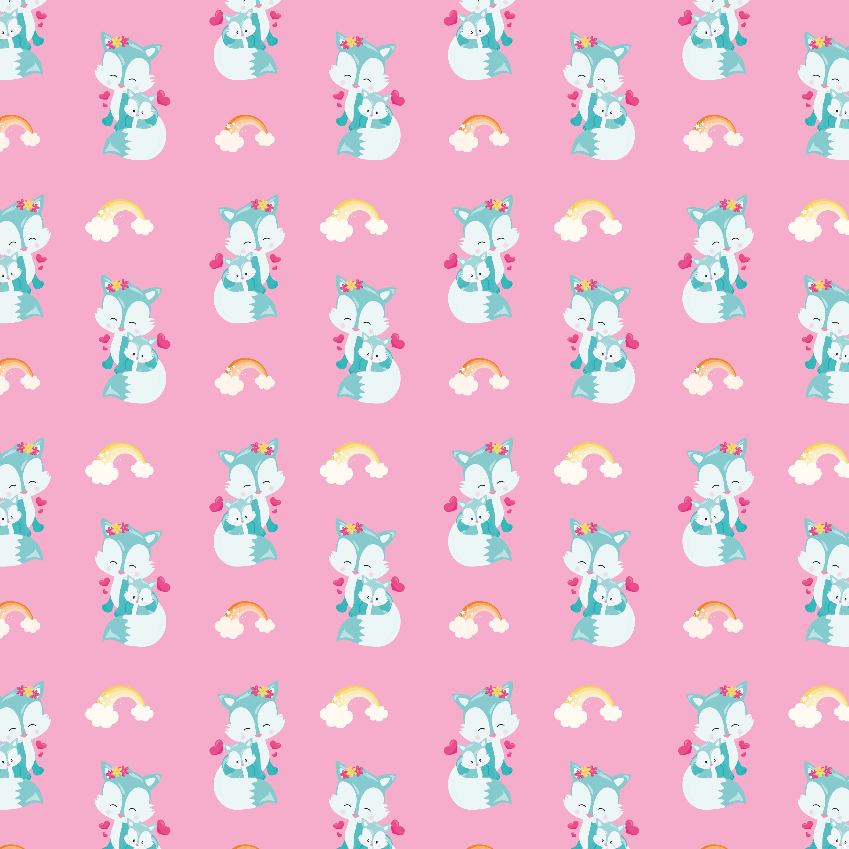 Mother and Baby Foxes Pattern Vinyl 12" x 12" - The Vinyl Haus
