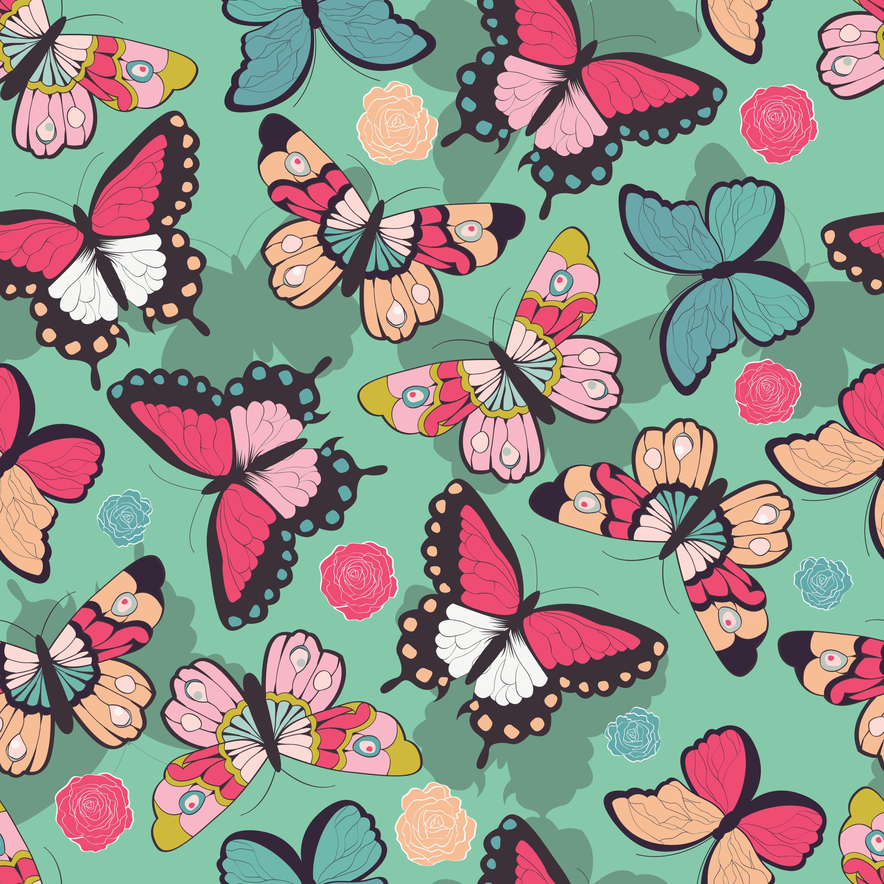 Butterflies on Green Background Pattern Vinyl 12" x 12" - The Vinyl Haus