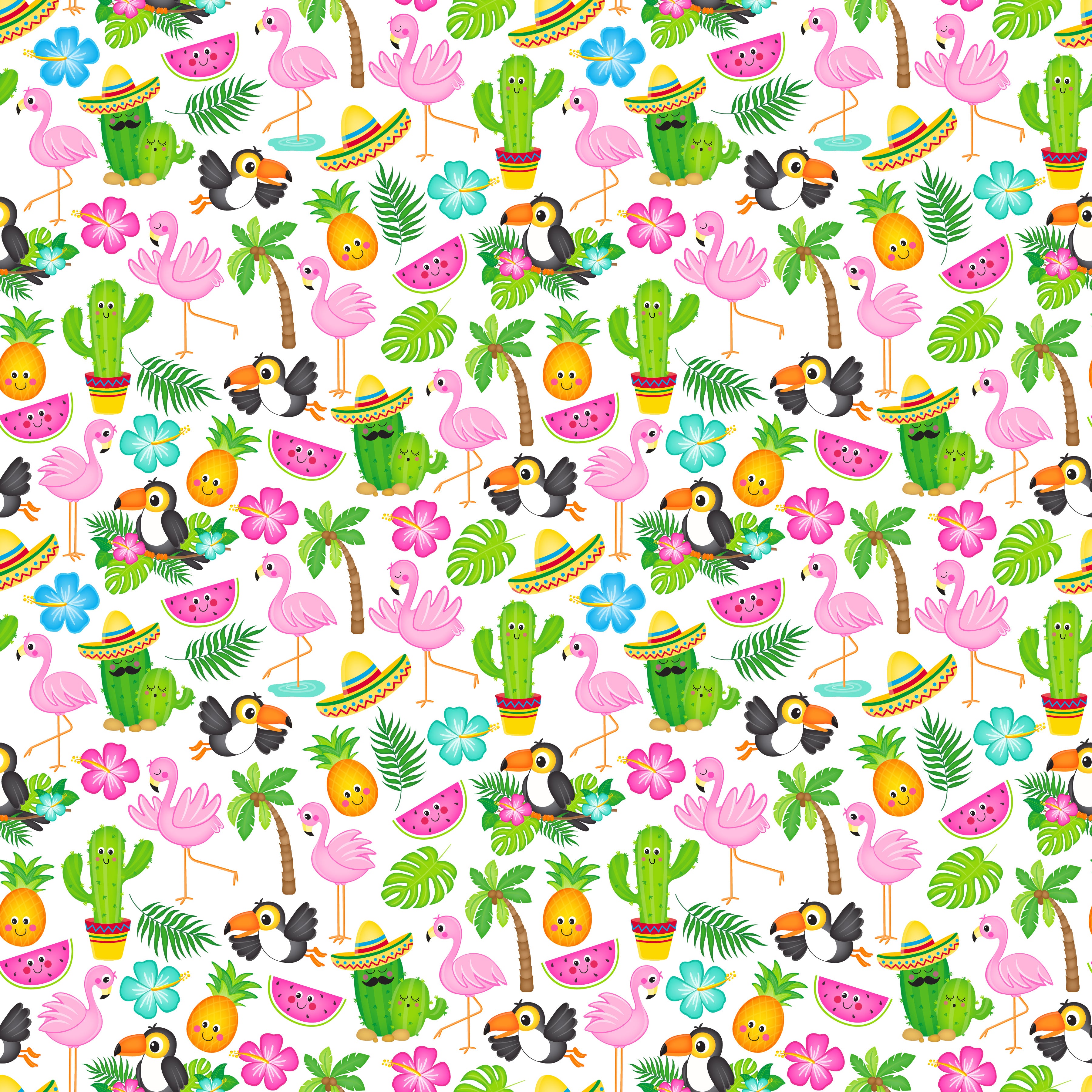 Tropical Friends and Fruits Pattern Vinyl 12" x 12" - The Vinyl Haus