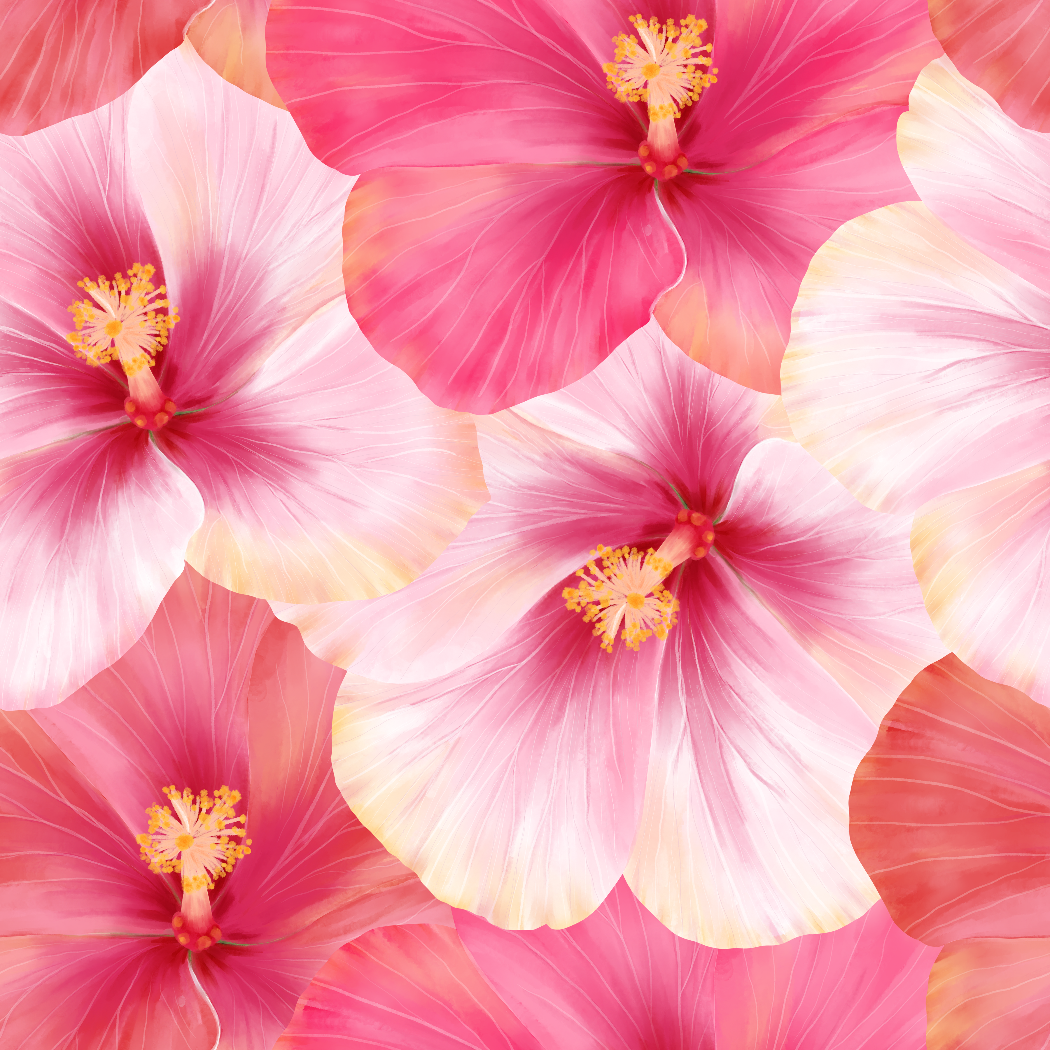 Hibiscus Collage Large Pattern Vinyl 12" x 12" - The Vinyl Haus