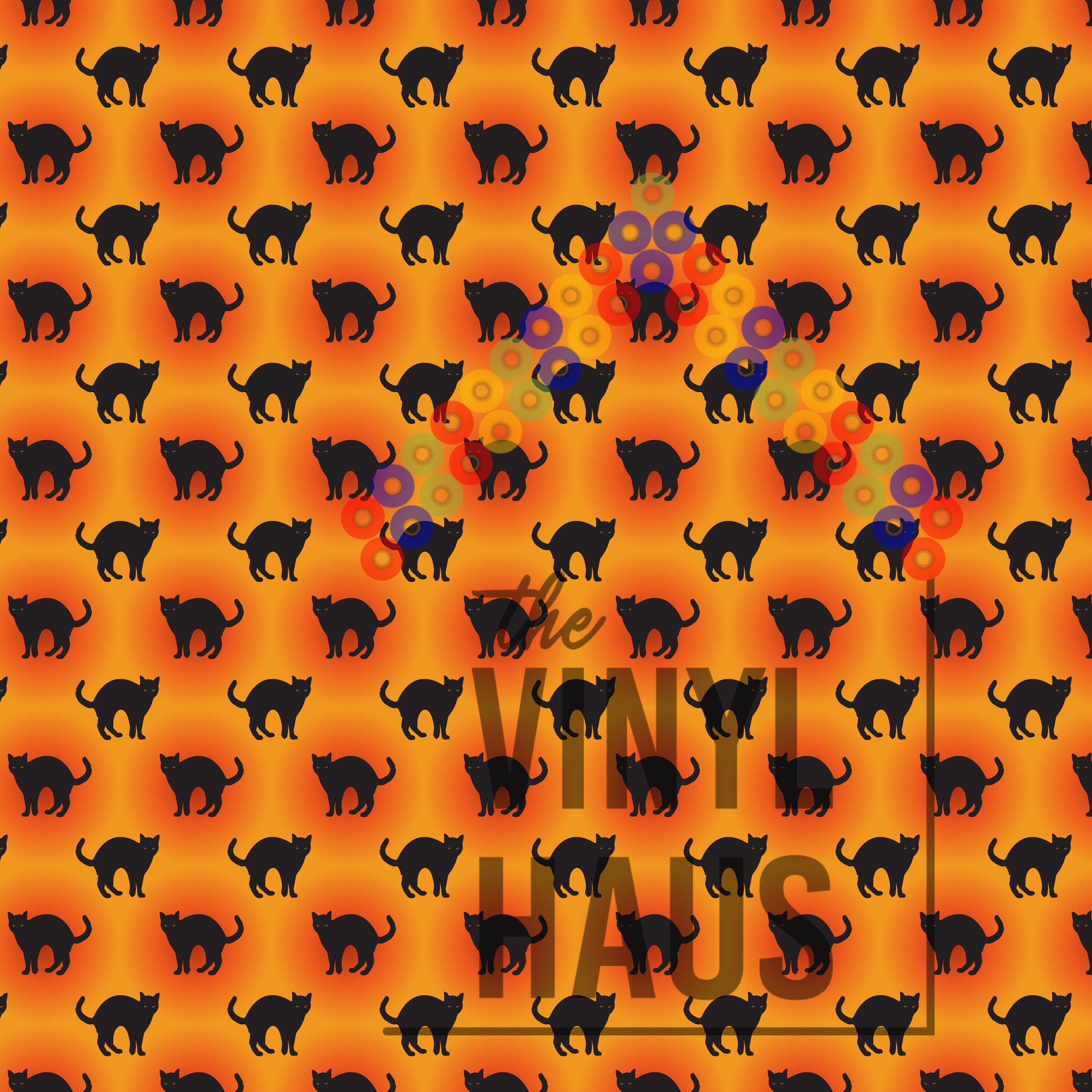 Halloween Cat Pattern Vinyl 12" x 12" - The Vinyl Haus