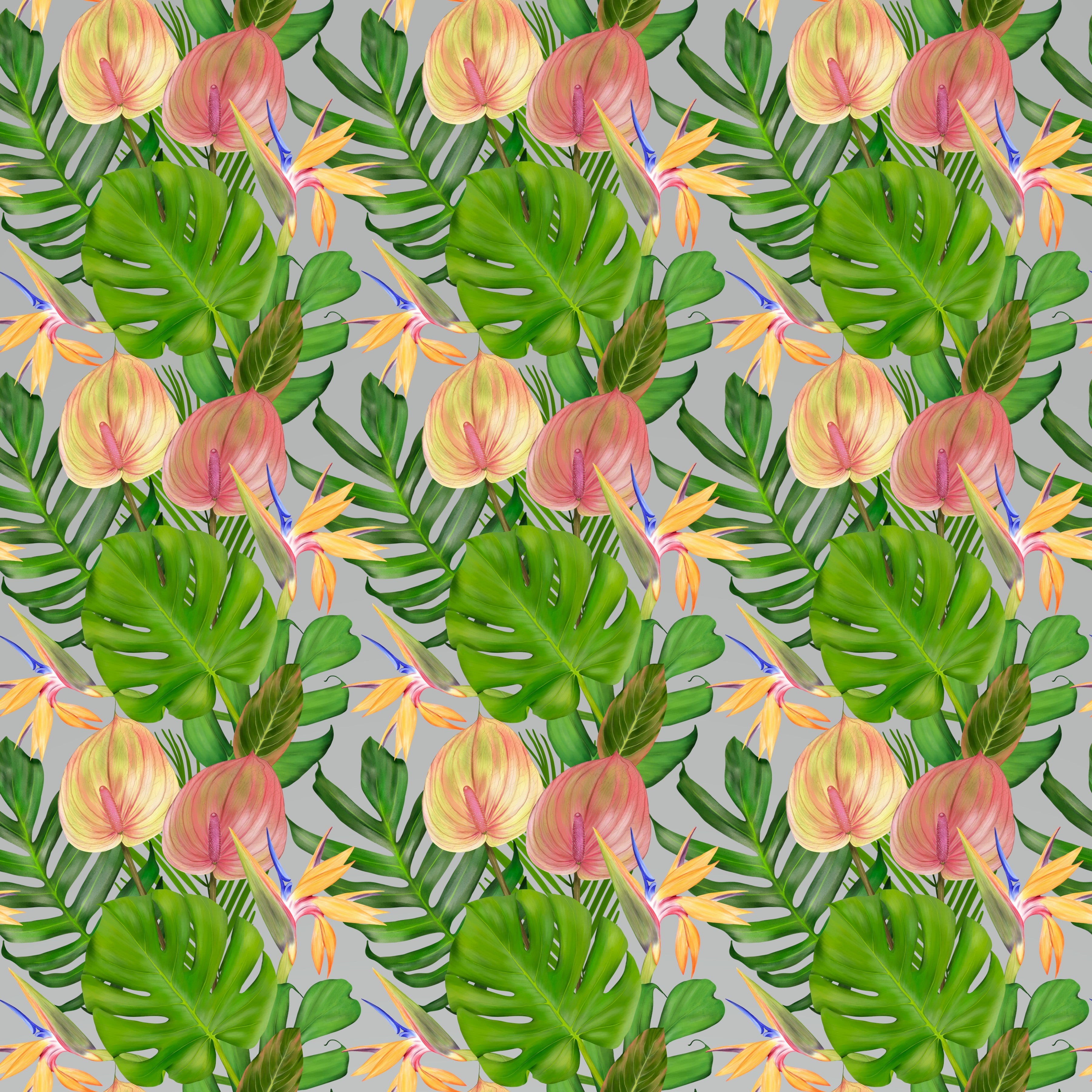 Tropical Flowers and Birds of Paradise Small Pattern Vinyl 12" x 12" - The Vinyl Haus