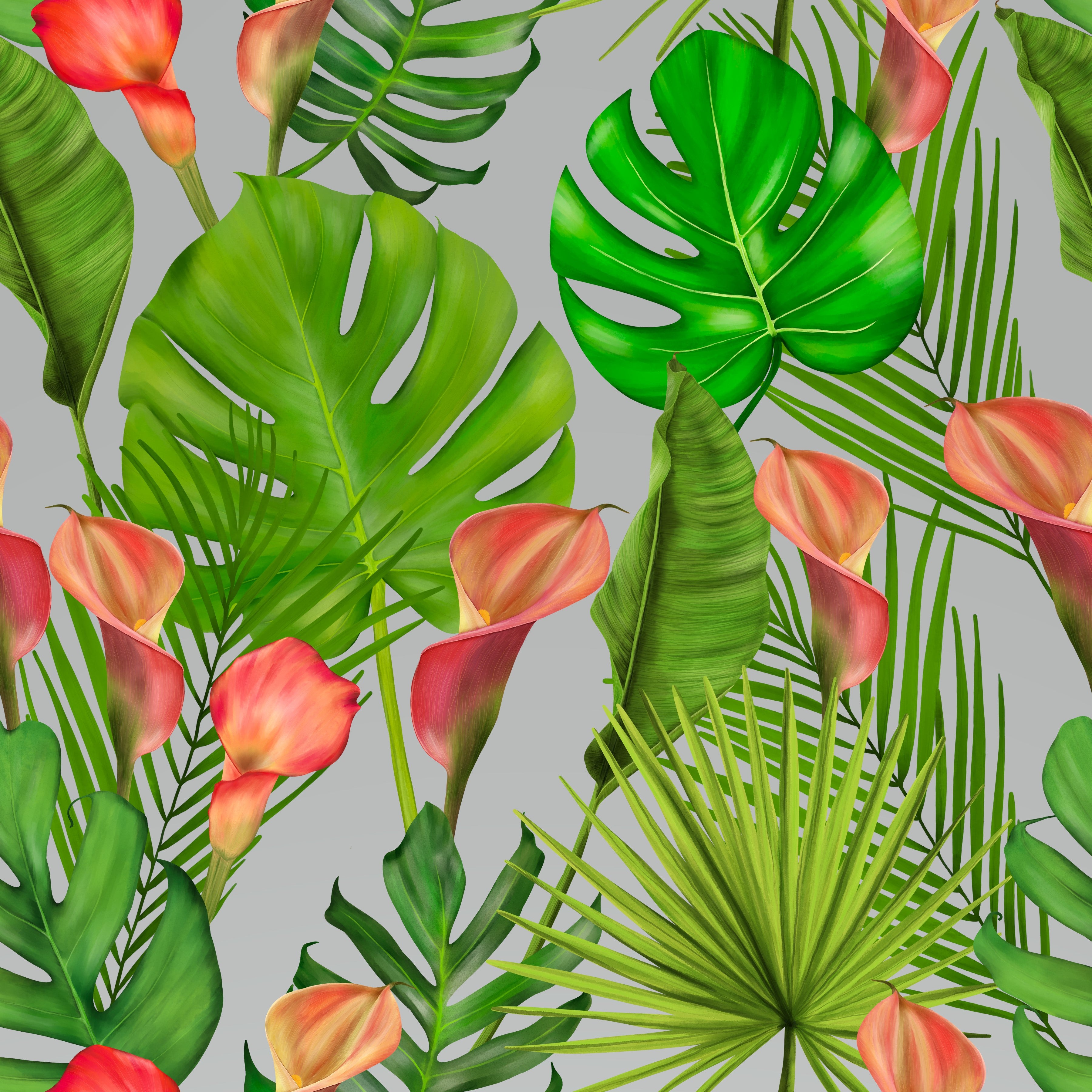 Tropical Flowers and Palms Pattern Vinyl 12" x 12" - The Vinyl Haus