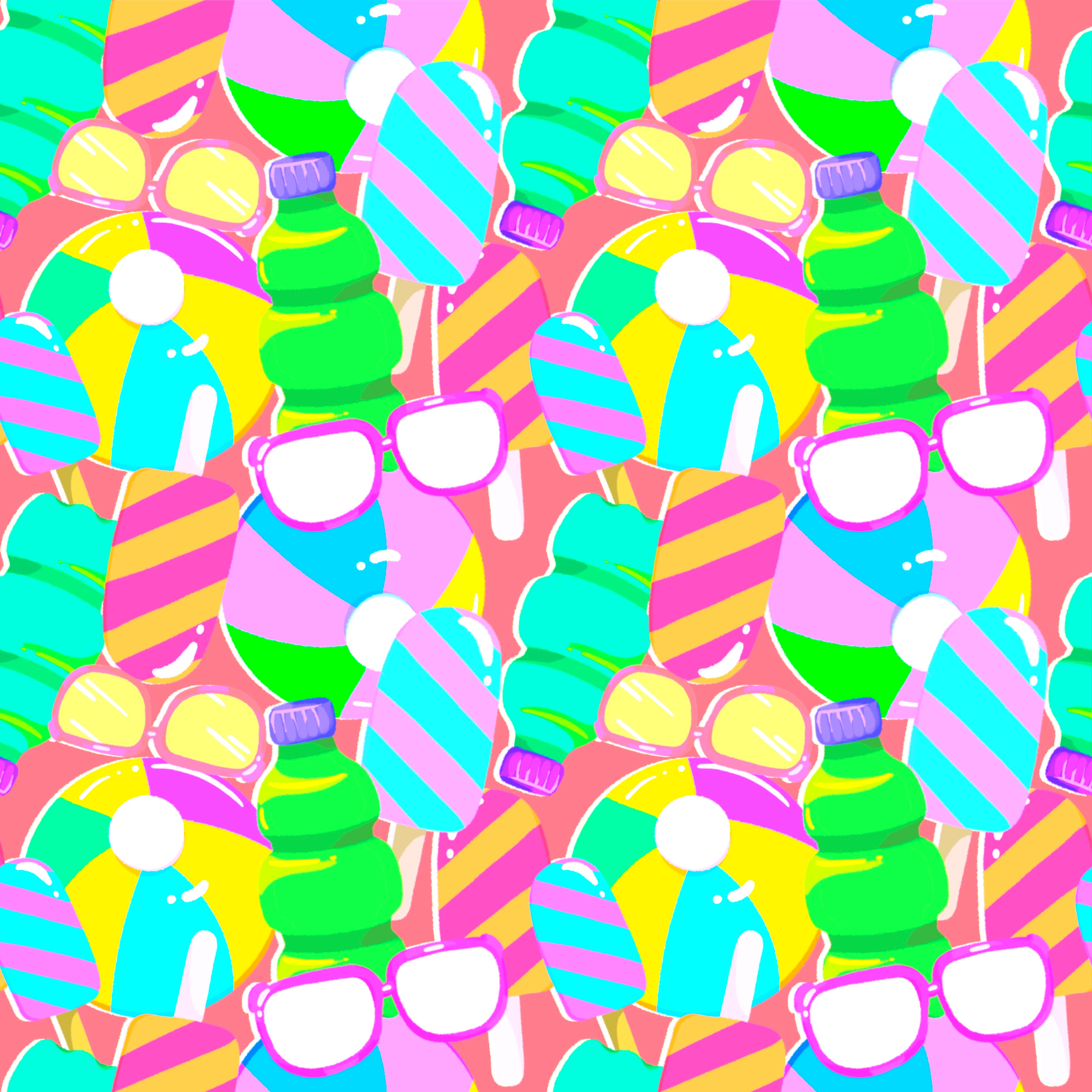 Neon Summer Vibes Pattern Vinyl 12" x 12" - The Vinyl Haus