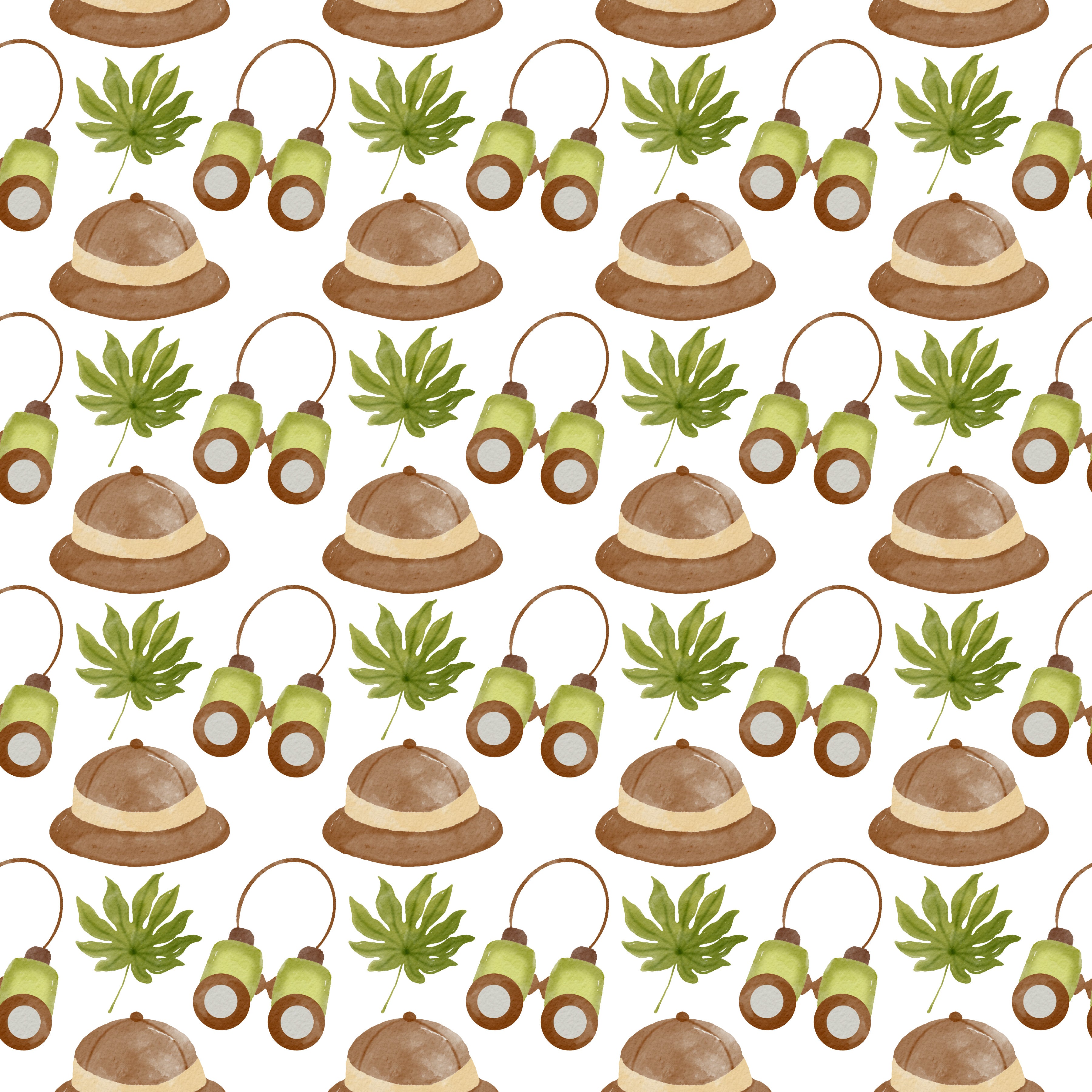 Safari Hats and Binoculars Pattern Vinyl 12" x 12" - The Vinyl Haus