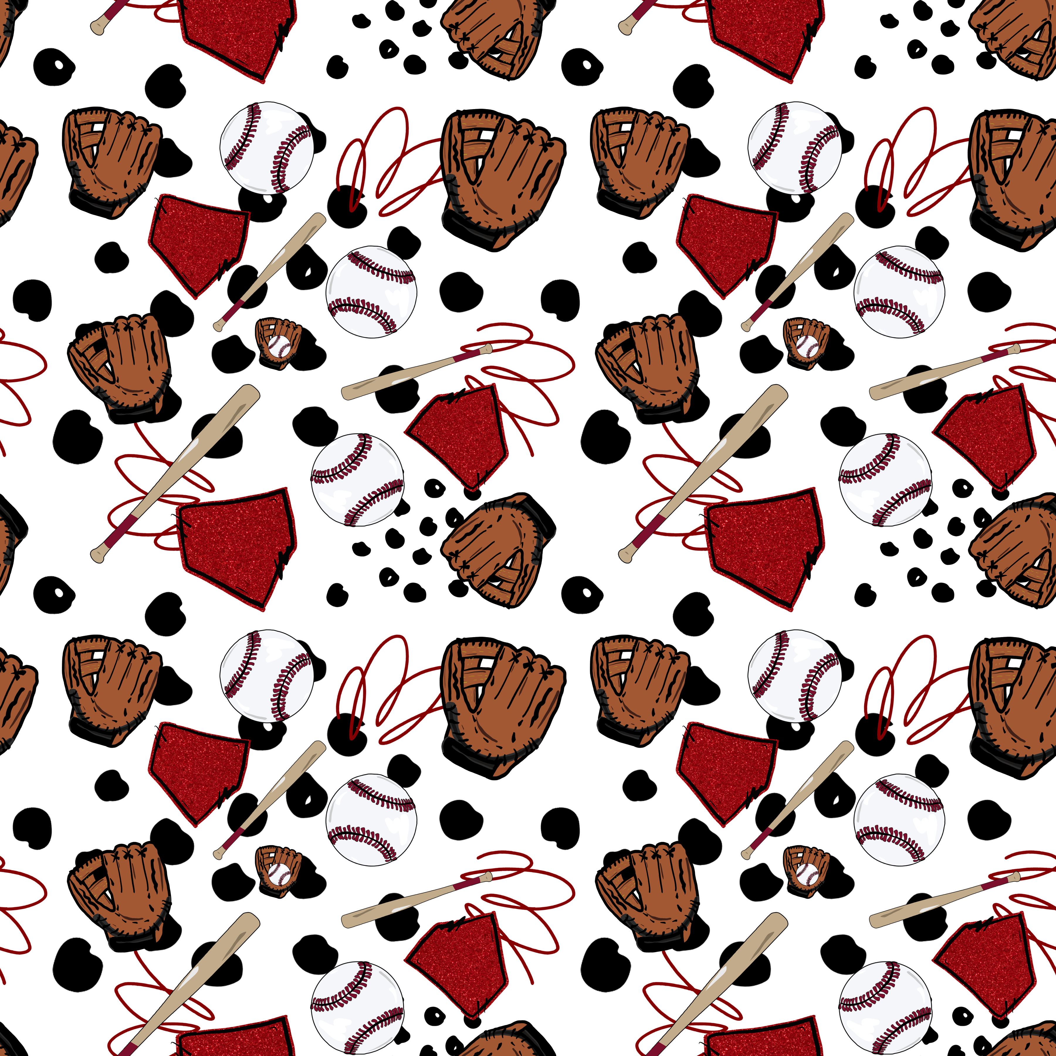 Baseball Equipment Pattern Vinyl 12" x 12" - The Vinyl Haus