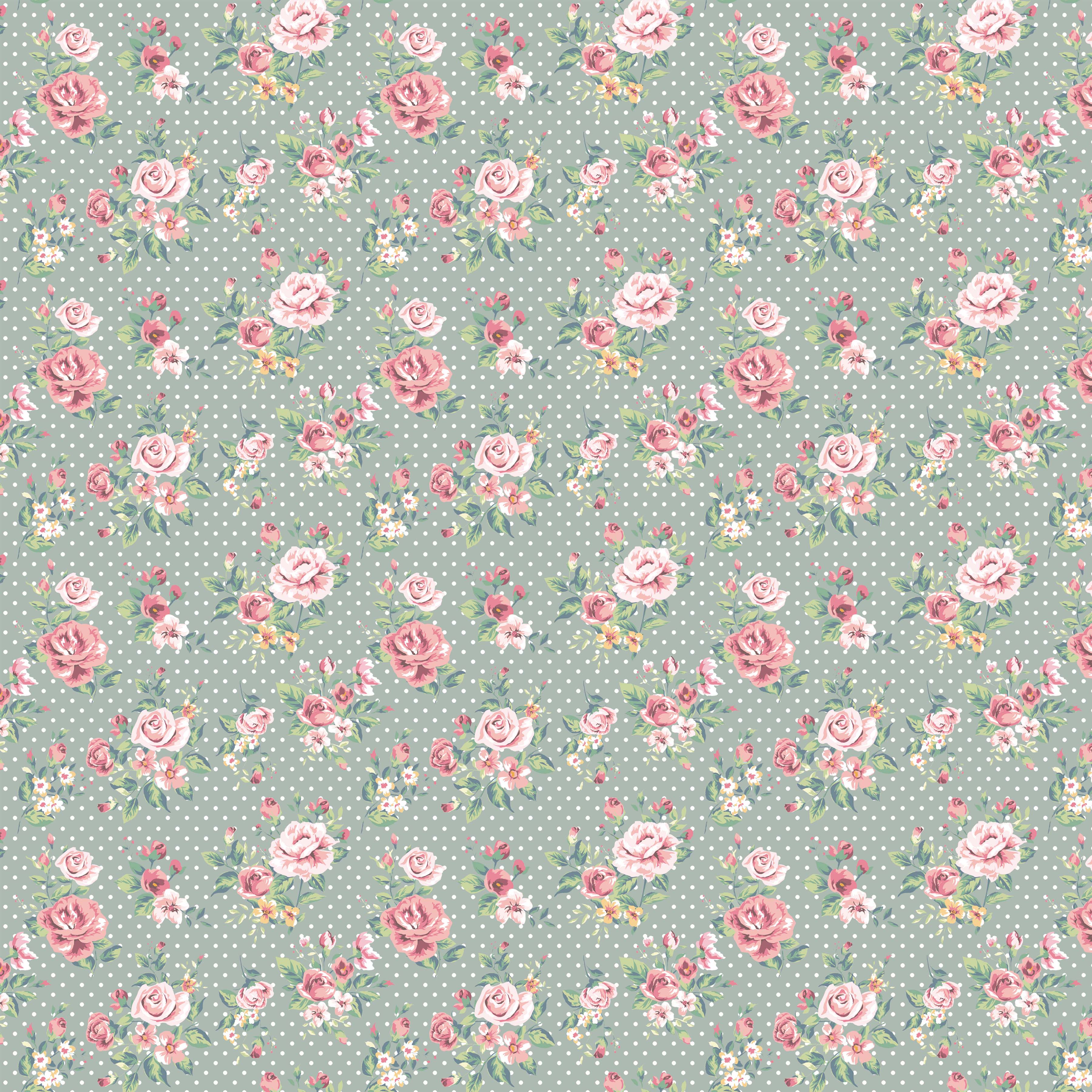 Shabby Chic Roses and Polka Dots Pattern Vinyl 12" x 12" - The Vinyl Haus